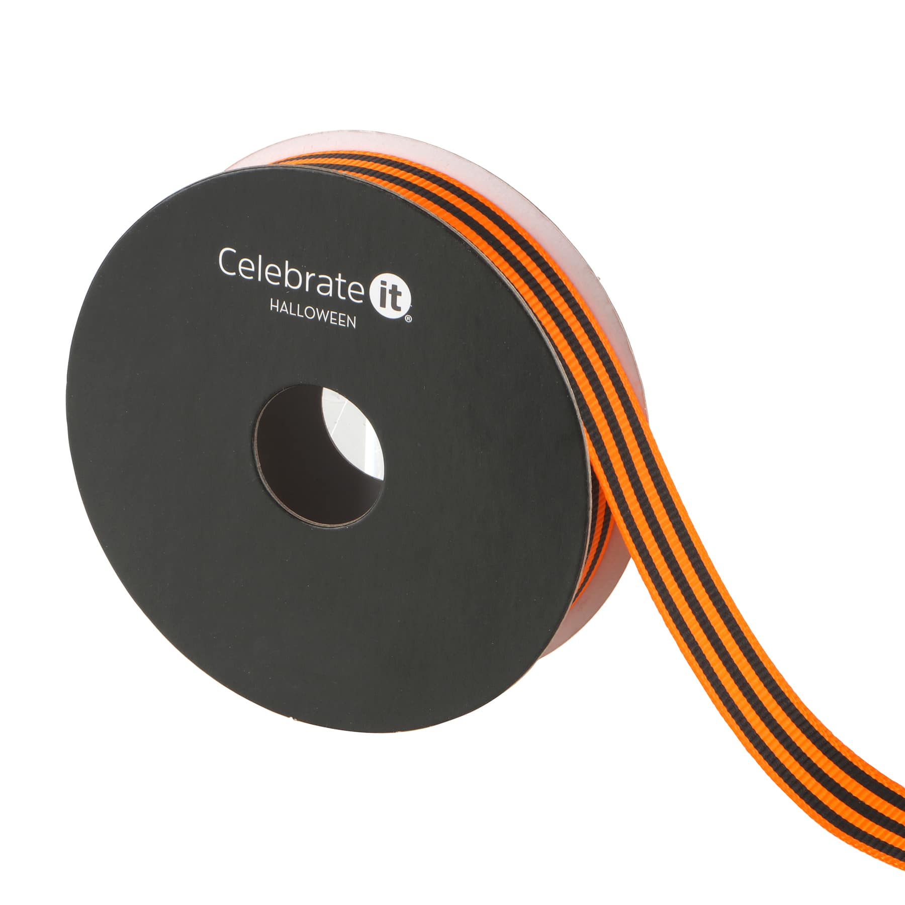 5/8&#x22; x 4yd. Orange &#x26; Black Stripes Ribbon by Celebrate It&#xAE; Halloween
