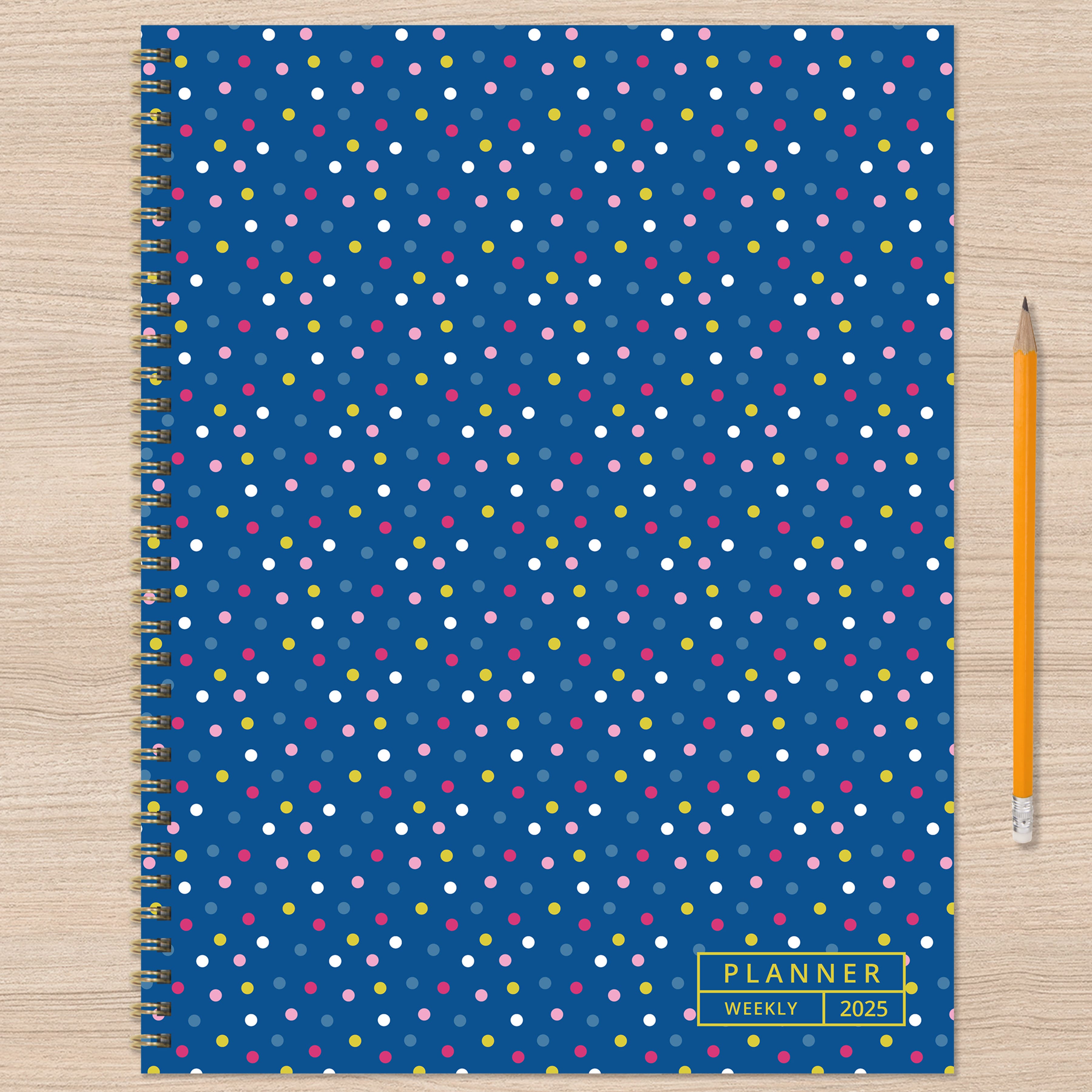 TF Publishing 2025 Large Cobalt Dots Weekly Monthly Spiral Planner