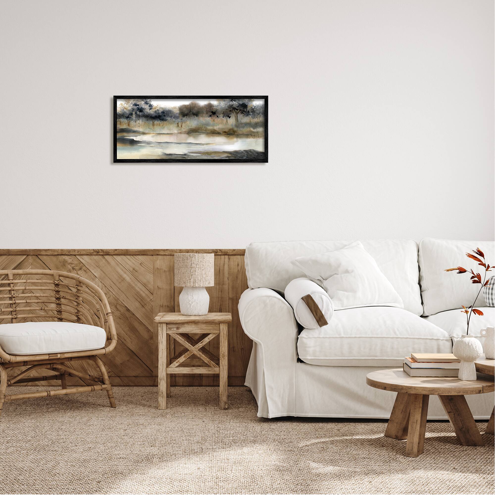 Stupell Industries Trees By Lakeside Landscape Framed Giclee Art