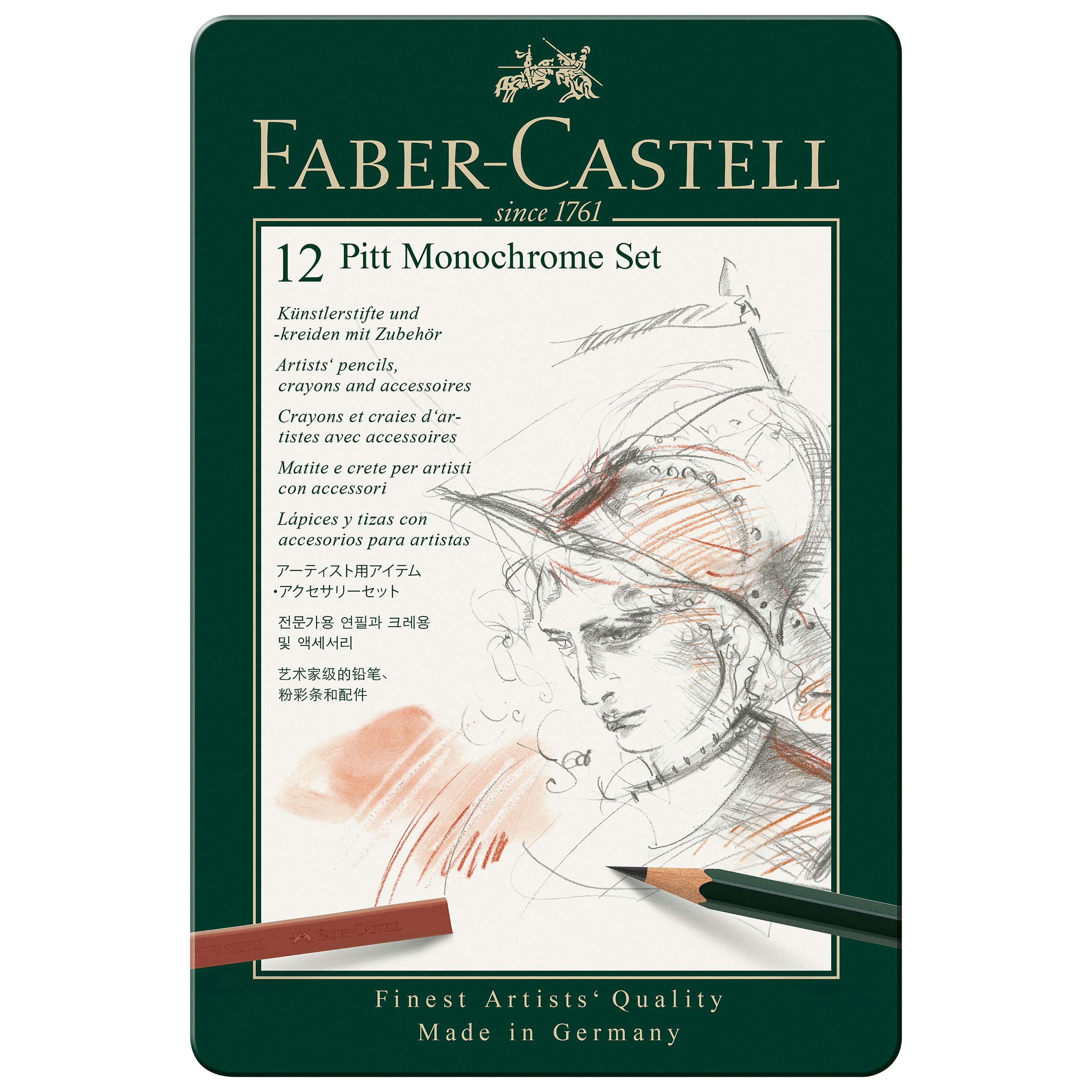Faber-Castell Pitt 12 Color Monochrome Pencil Set