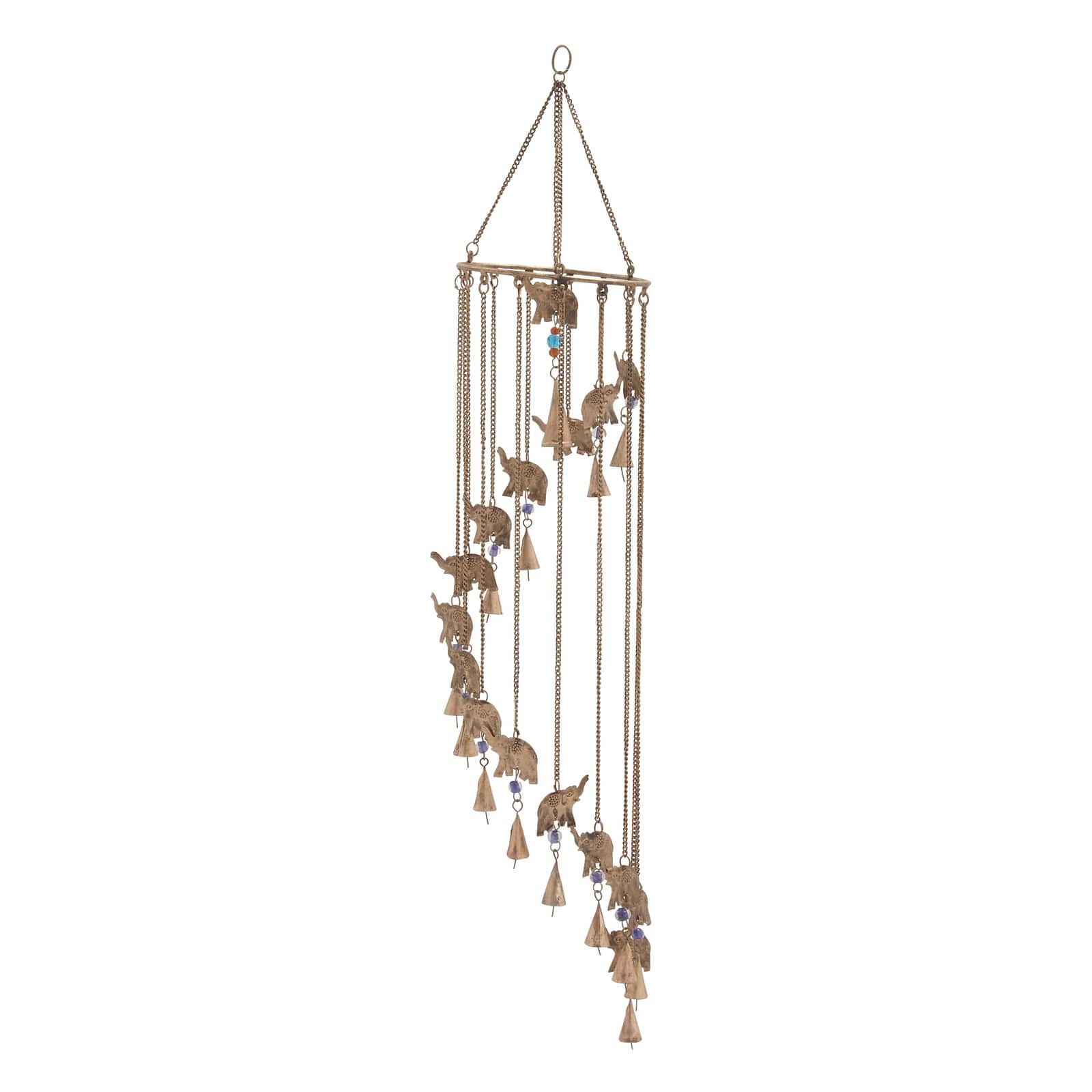 36&#x22; Brass Metal Eclectic Elephant Wind Chime