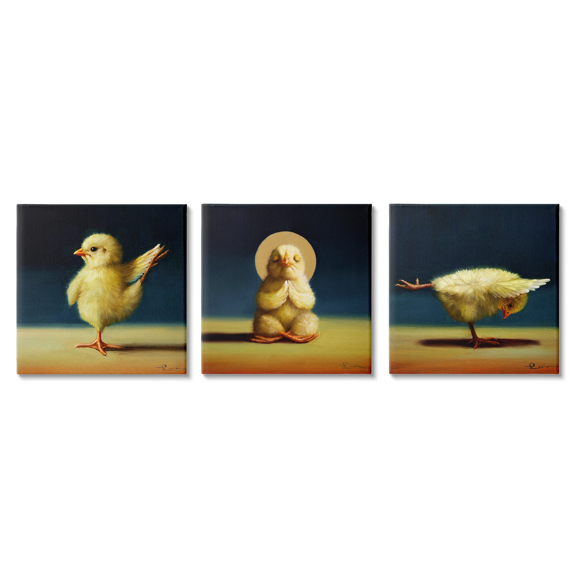 Stupell Industries Yoga Chick Trio Funny Farm Animals Stretching Poses Framed Wall Art D590362s