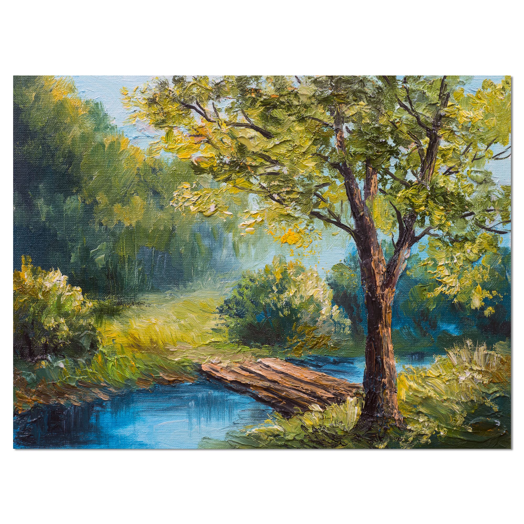 Designart - Summer Forest with Beautiful River - Landscape Art Print Canvas