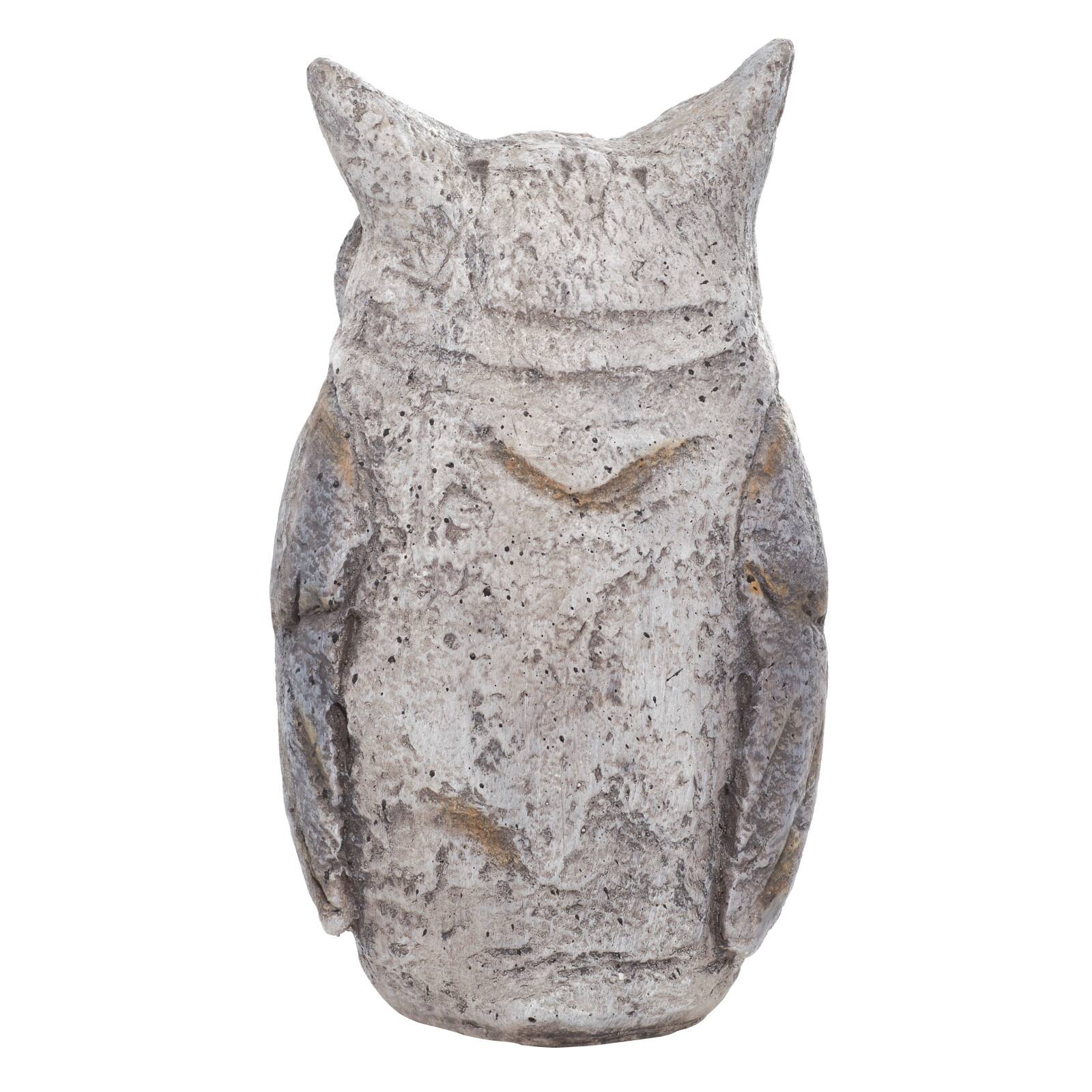 17&#x22; Gray Stone Country Owl Garden Sculpture