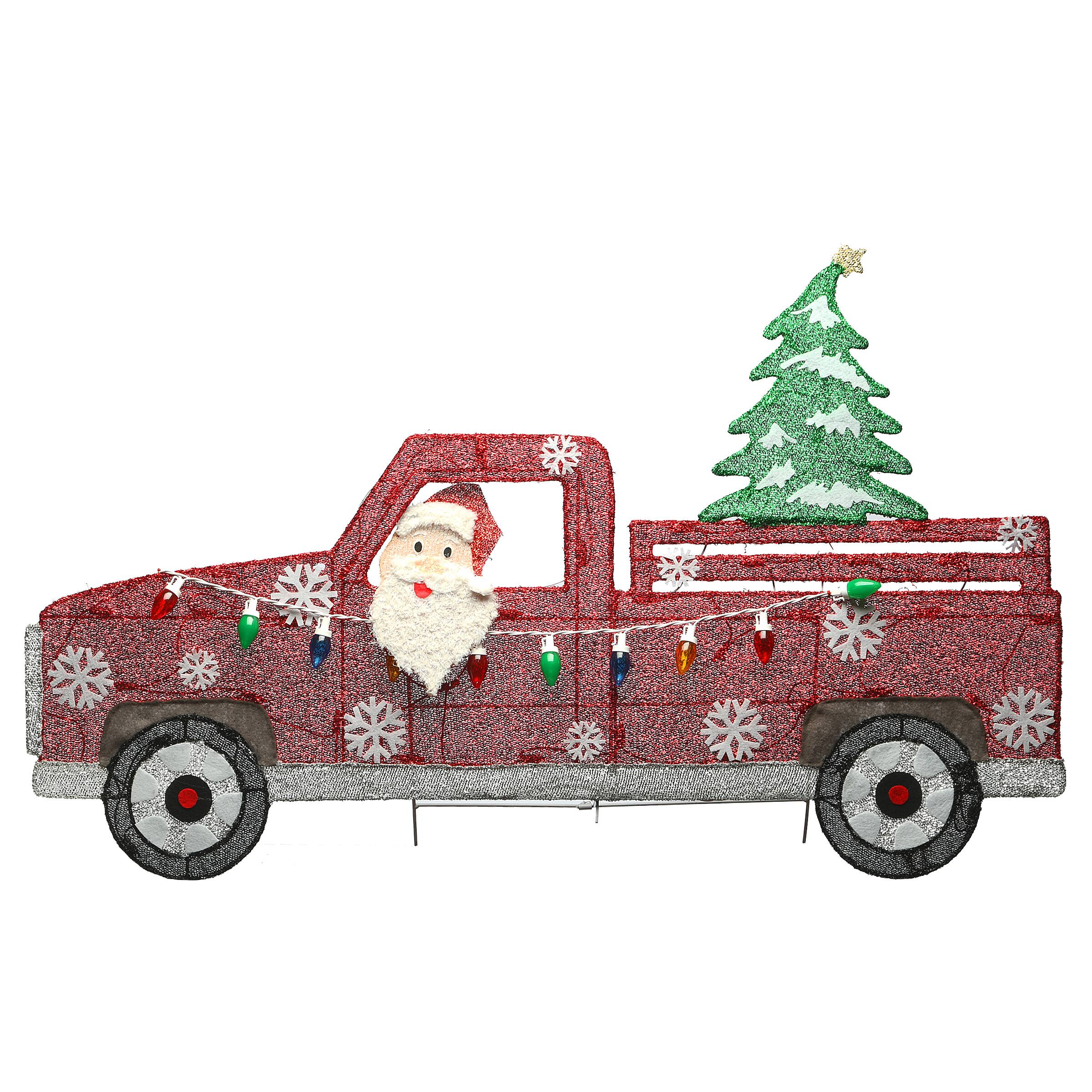 27'' Pre-Lit Santa in Red Truck Decoration