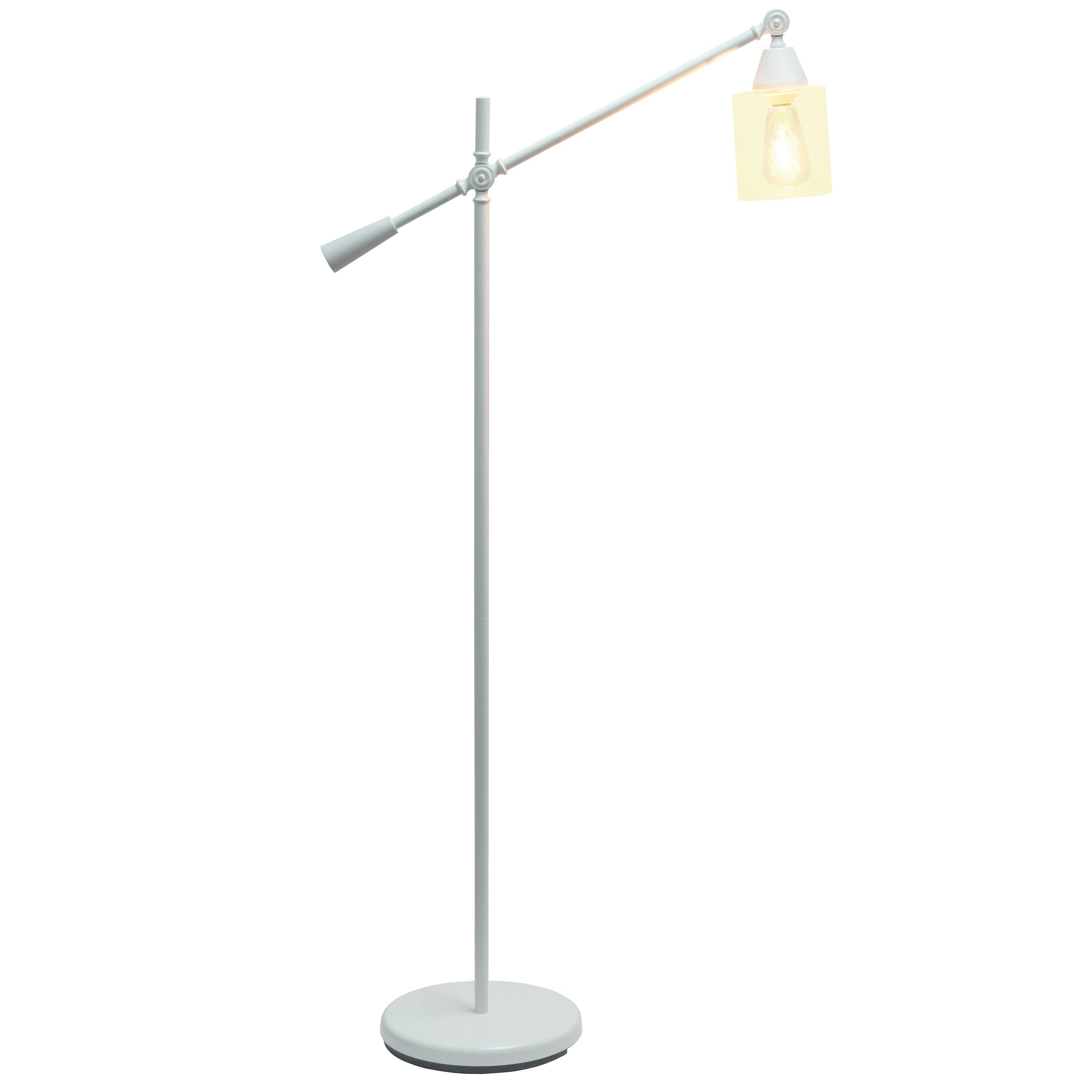 Lalia Home 4.6ft. Swing Arm Floor Lamp with Glass Cylindrical Shade