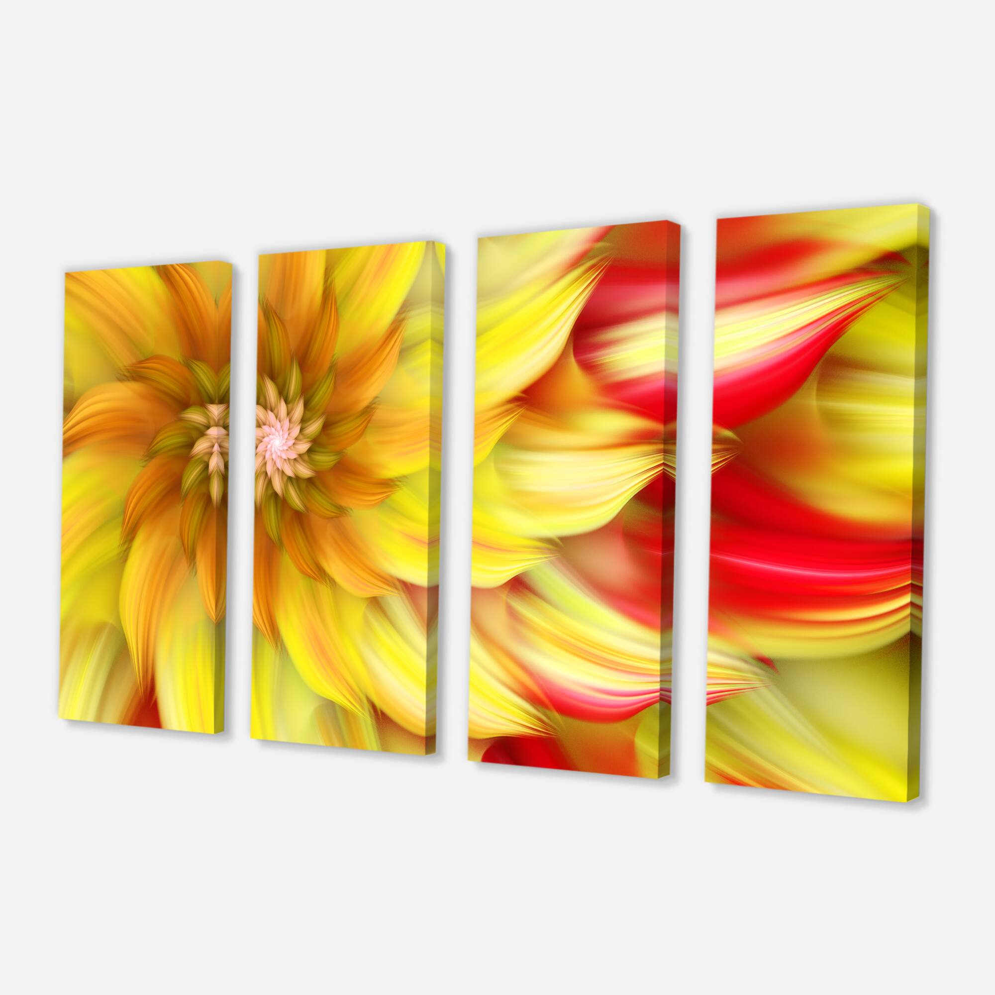 Designart - Rotating Yellow Red Fractal Flower