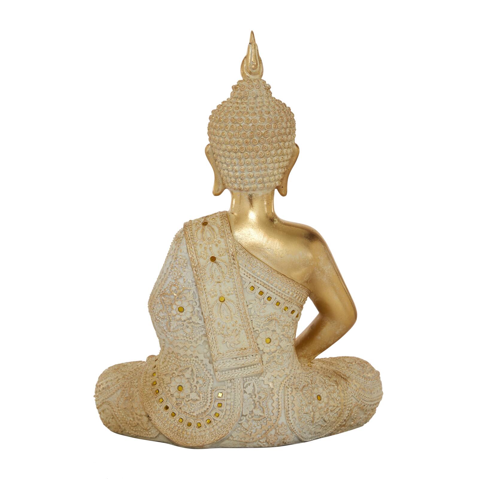Gold Polystone Glam Sculpture, Buddha 20&#x22; x 14&#x22; x 9&#x22;