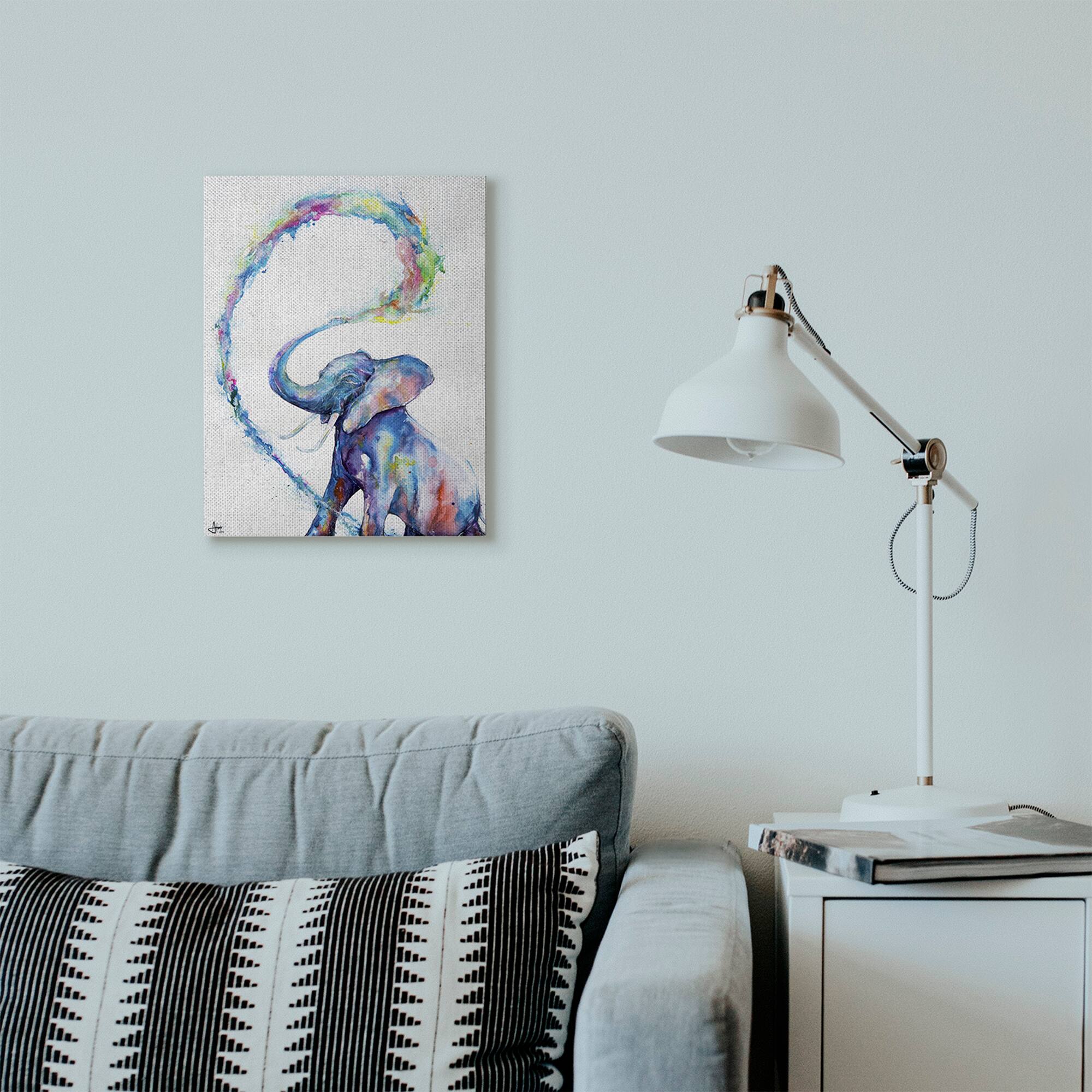 Stupell Industries Colorful Large Abstract Elephant Painting Wall Accent