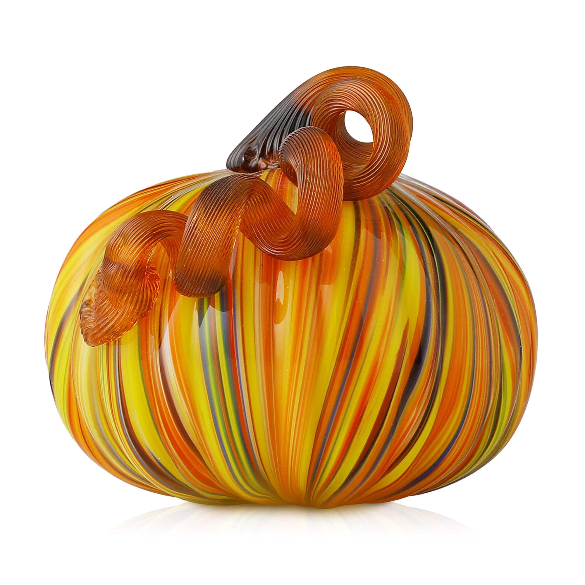 Glitzhome&#xAE; Short Glass Pumpkin, Multicolor Stripes