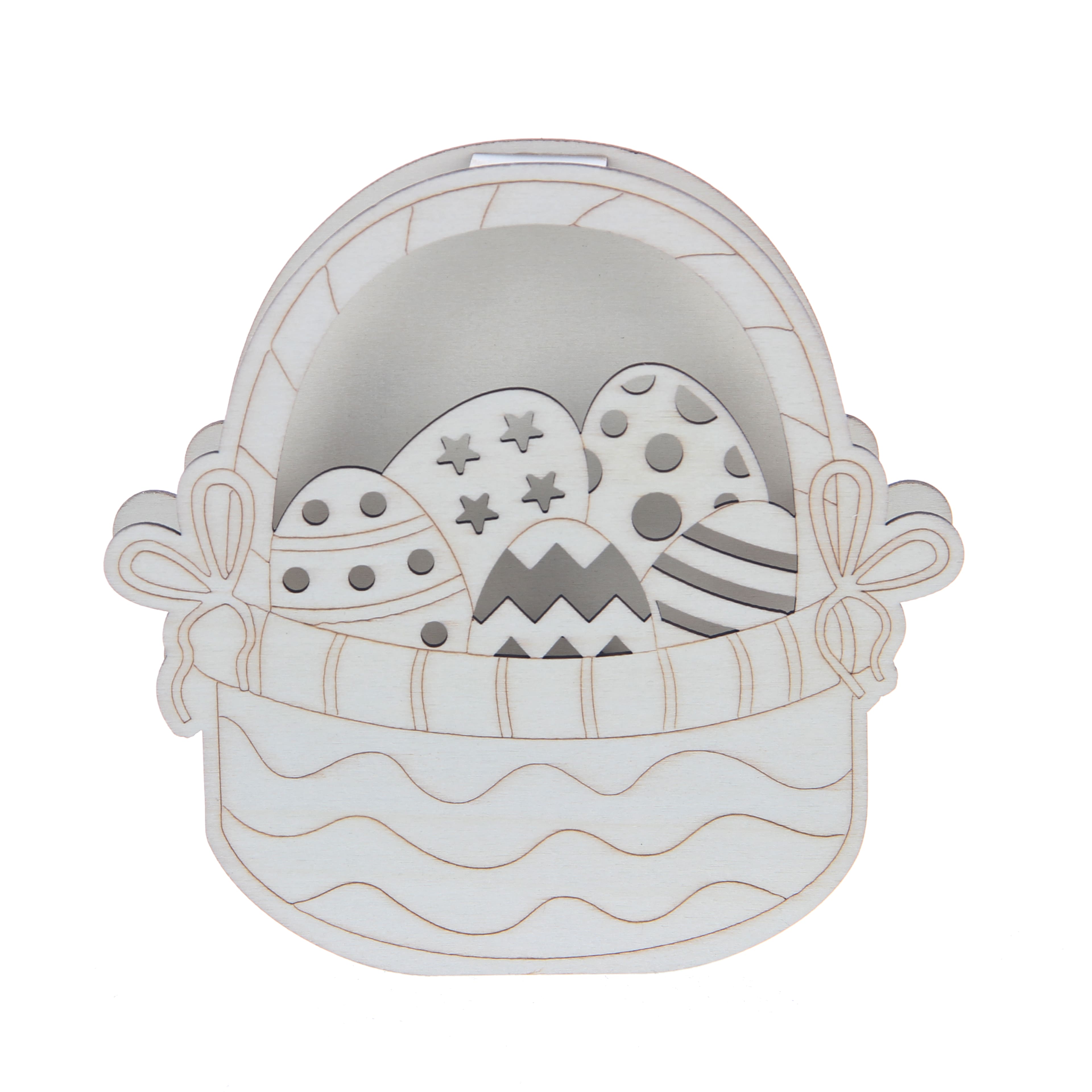 Panier de P&#xE2;ques d&#xE9;coratif en contreplaqu&#xE9; de 15,7 cm avec DEL &#xE0; d&#xE9;corer soi-m&#xEA;me de Make Market