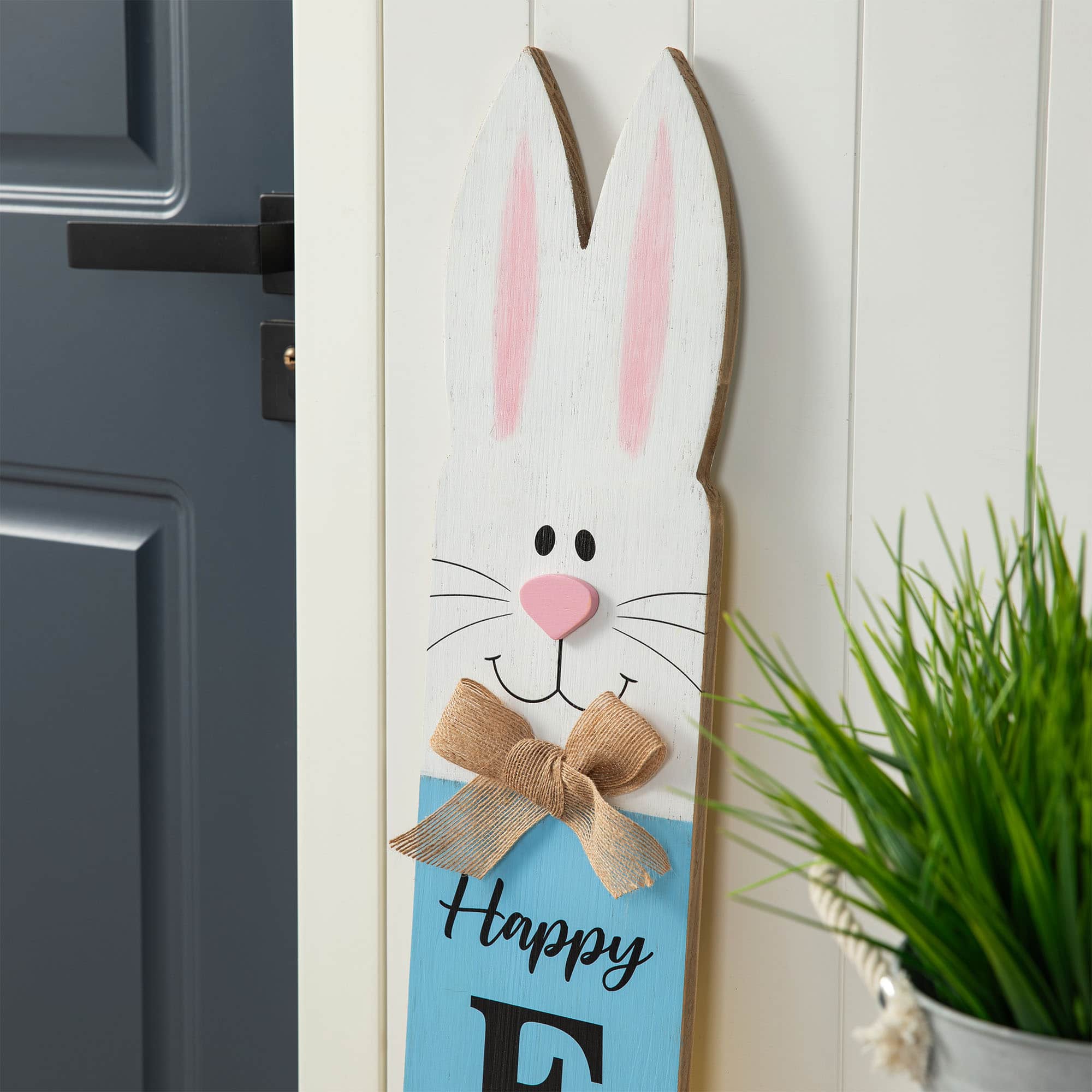 Glitzhome&#xAE; 42&#x22; Wooden Double-Sided Easter Welcome Porch Sign with Bunny Ears