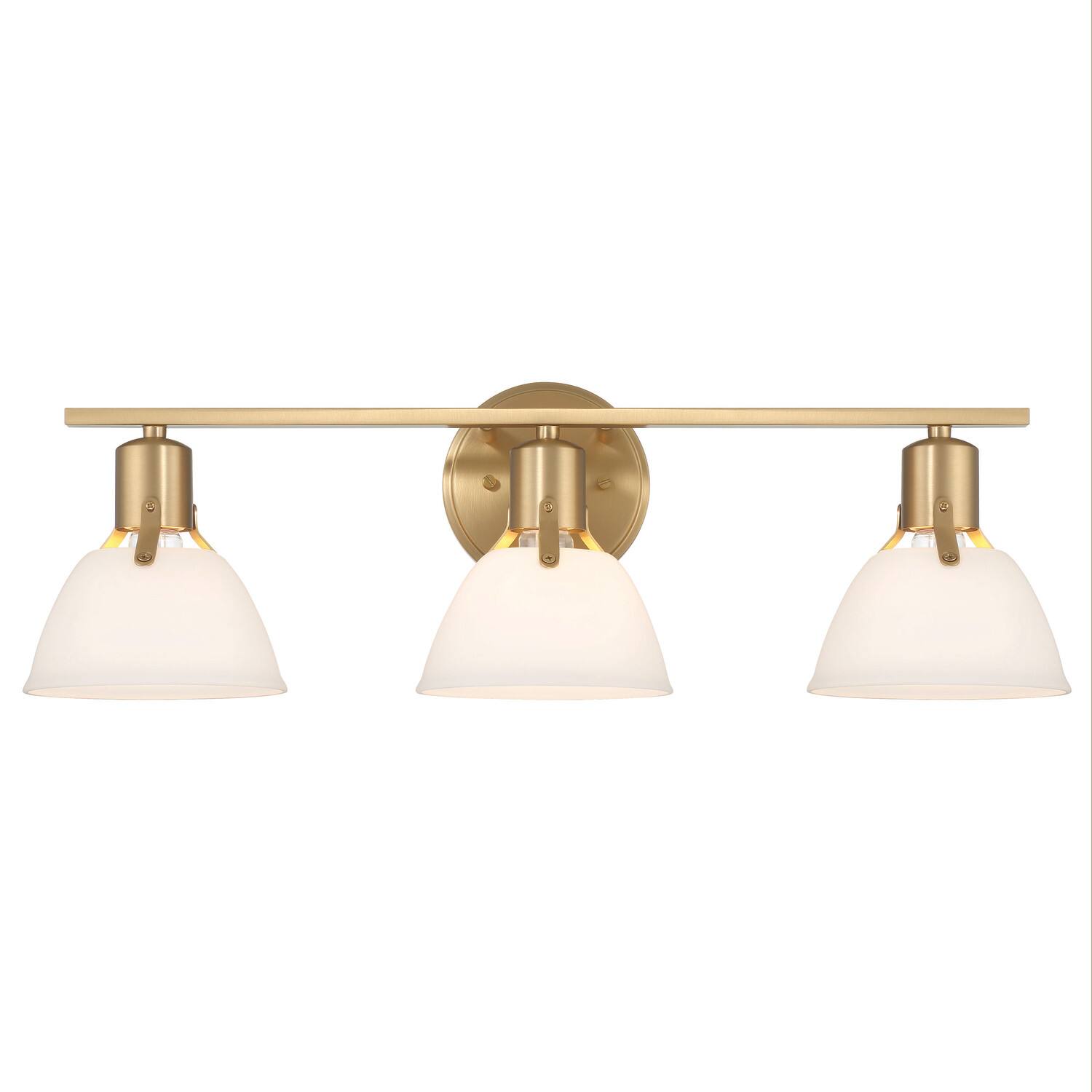 Hello Honey® 24" Cooper White & Gold Metal 3-Light Vanity Light with Etched Glass Shades