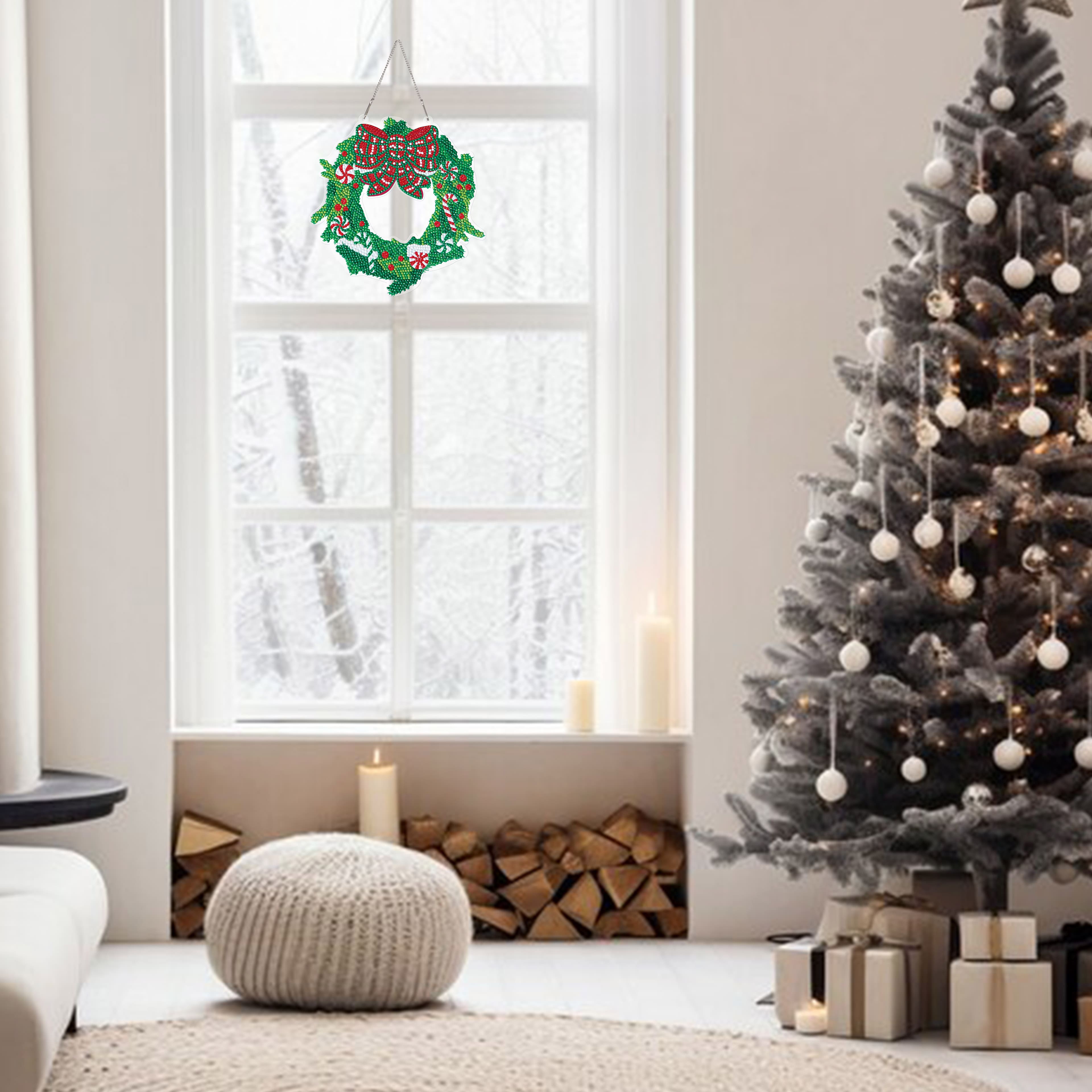 8" Peppermint Plaid Wreath Diamond Art Kit by Make Market®