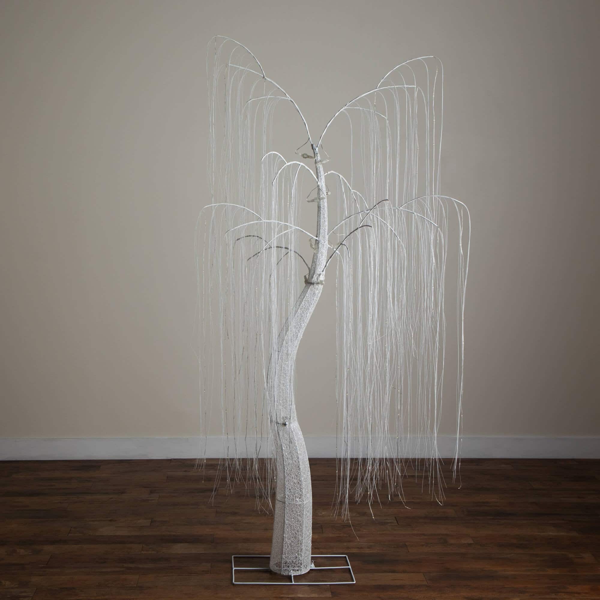 7ft. Pre-Lit Artificial White Willow Tree with 400 Cool White LED Light