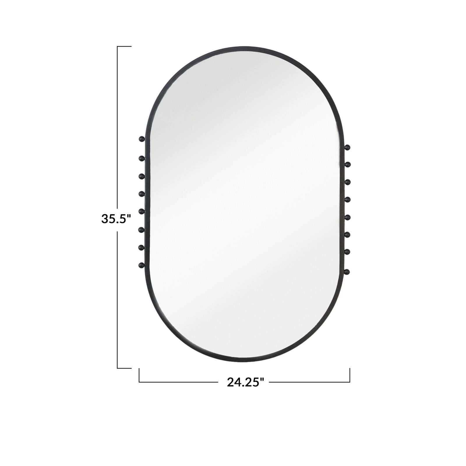 Hello Honey® 35.5" Matte Black Metal Framed Oval Wall Mirror with Balls