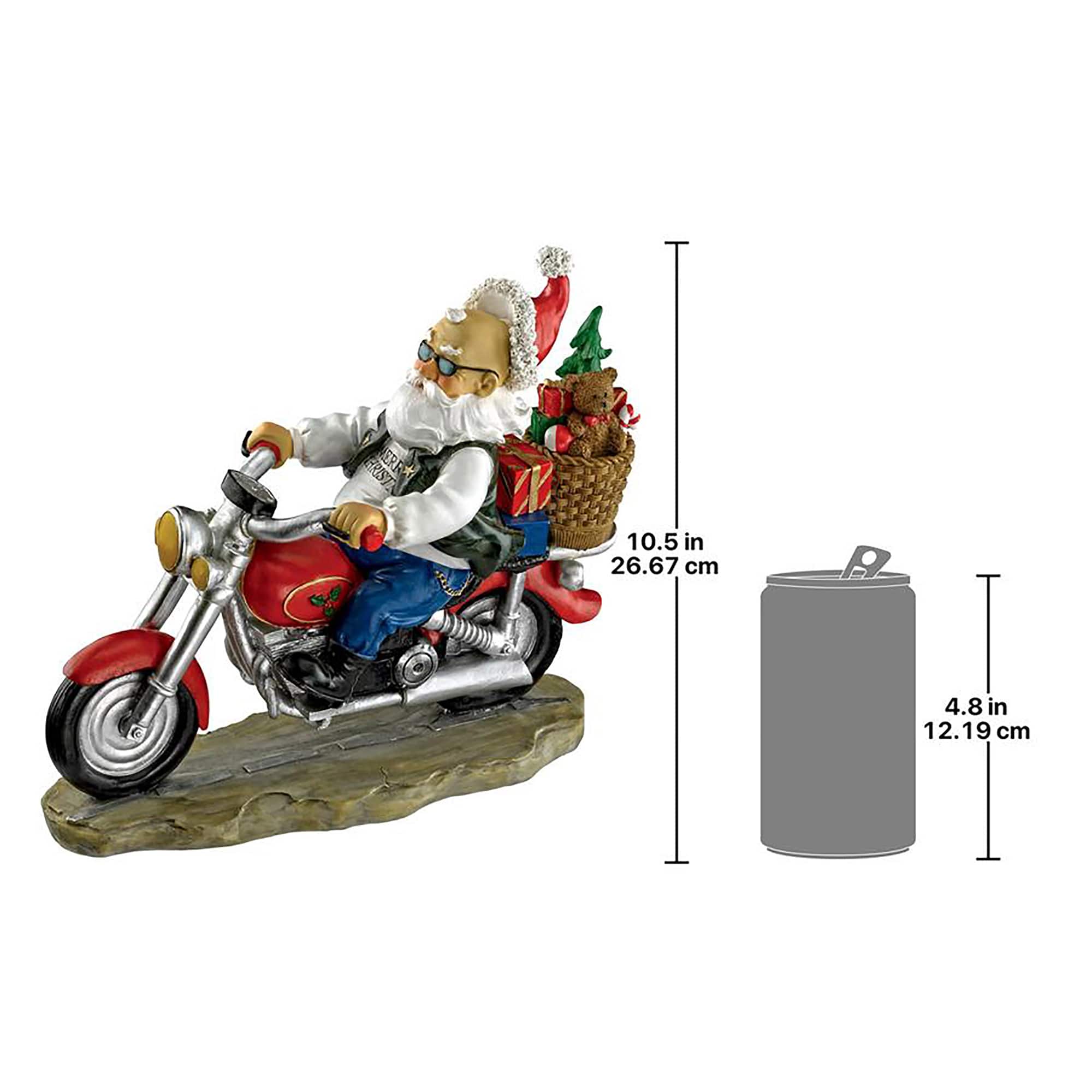 11&#x22; Old School Father Christmas Santa Biker Statue