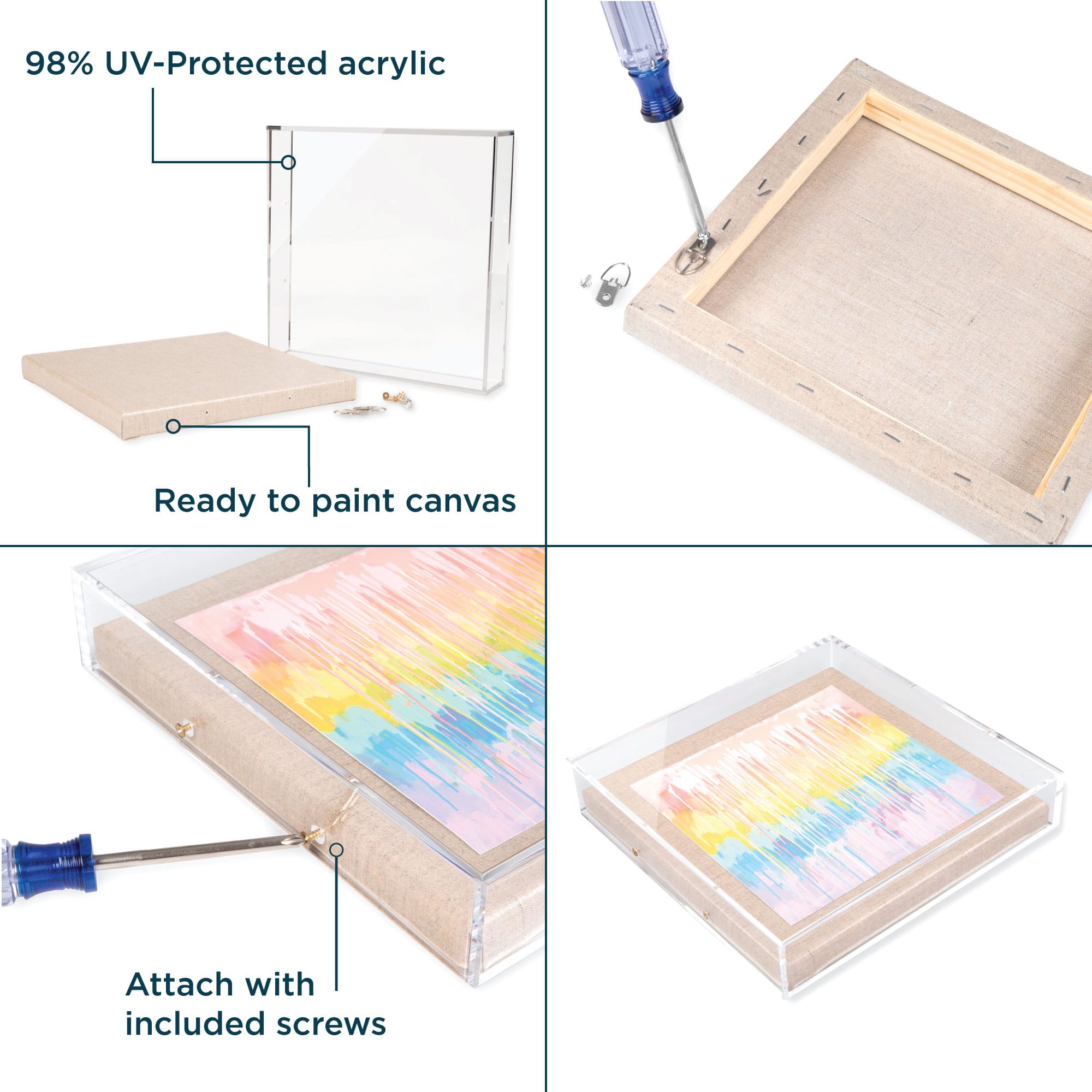 Wexel Art UV Grade Acrylic Shadowbox 3&#x22; Depth with Beige Linen Canvas