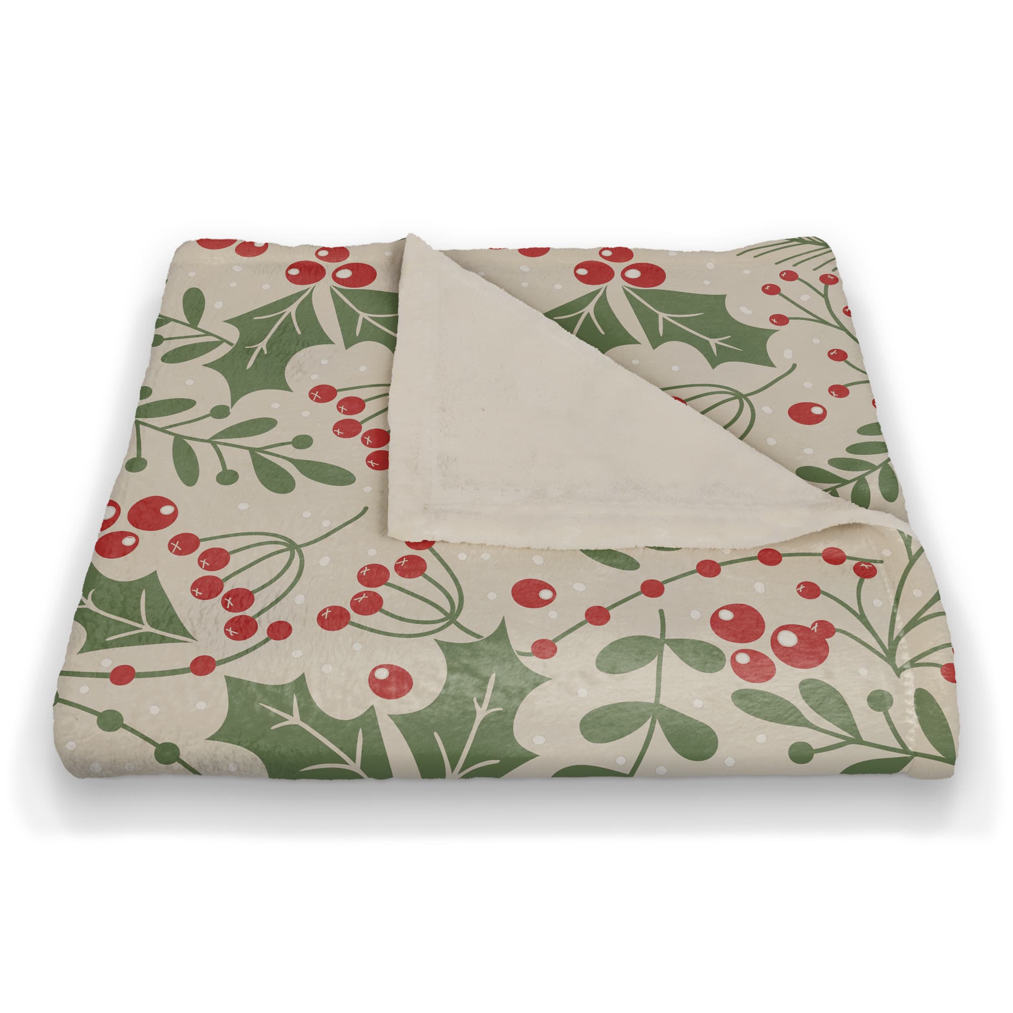 Holly Pattern Coral Fleece Blanket