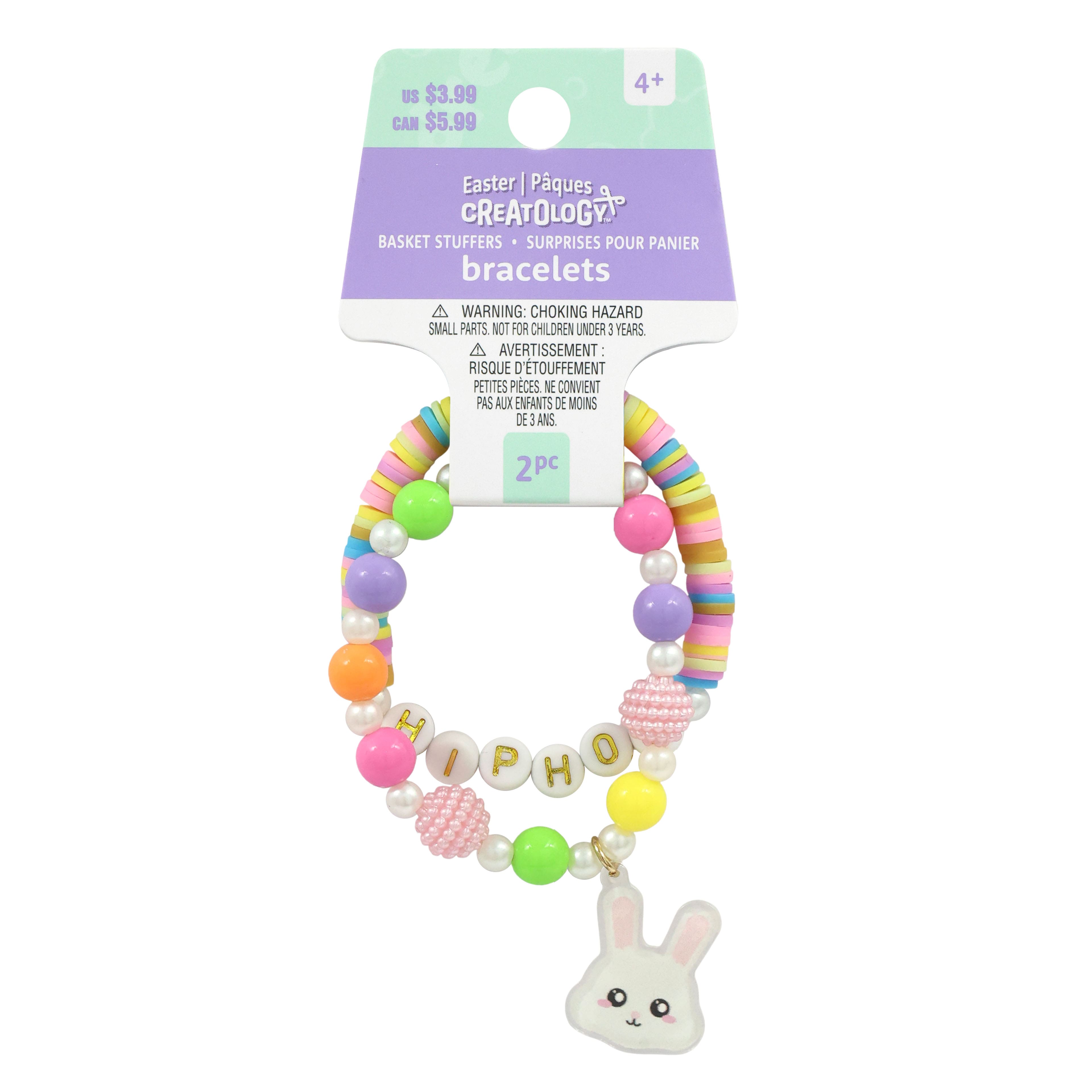Easter Bunny Bead Bracelets, 2ct. by Creatology&#x2122;