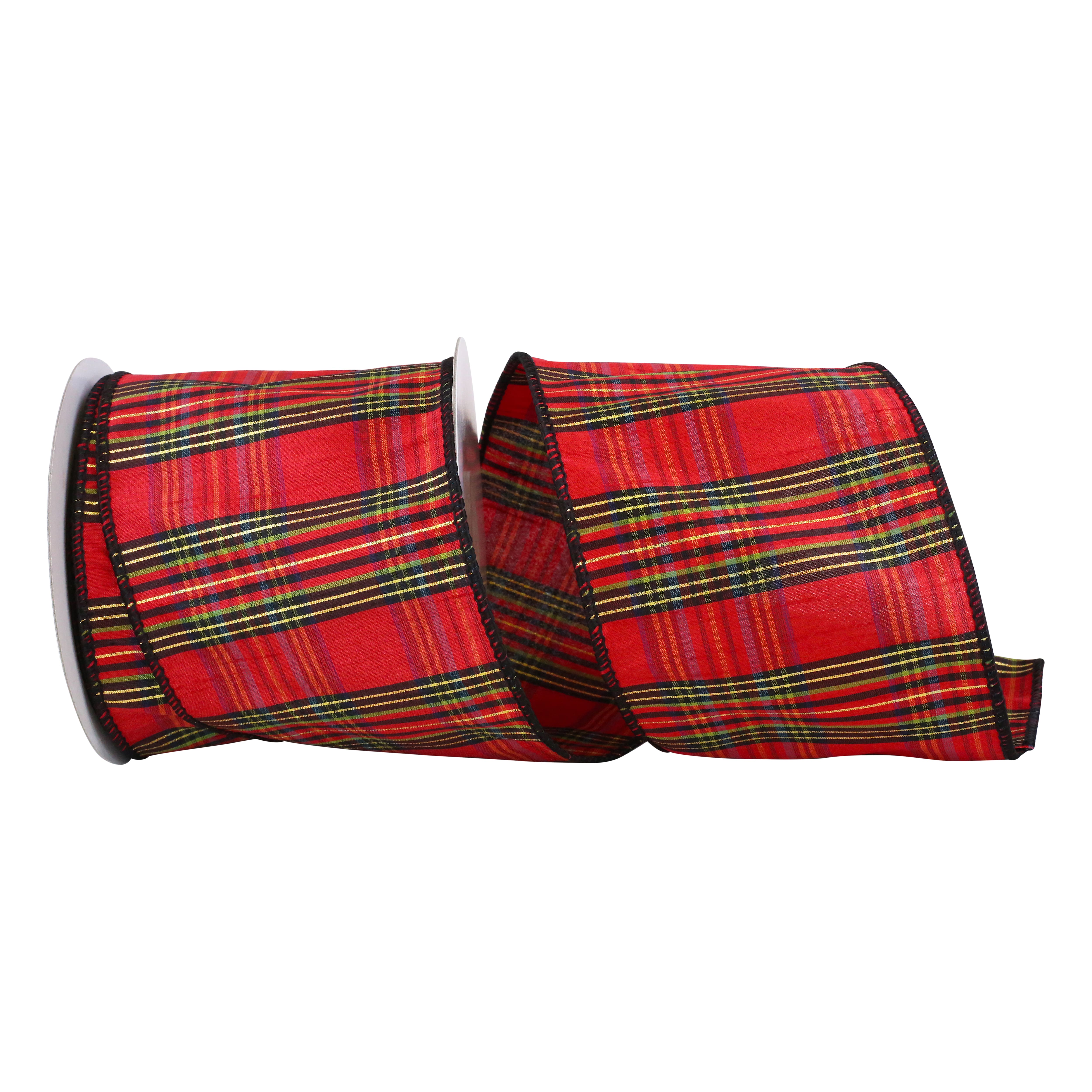 JAM Paper 4" x 10yd. Wired Edinburgh Plaid Ribbon