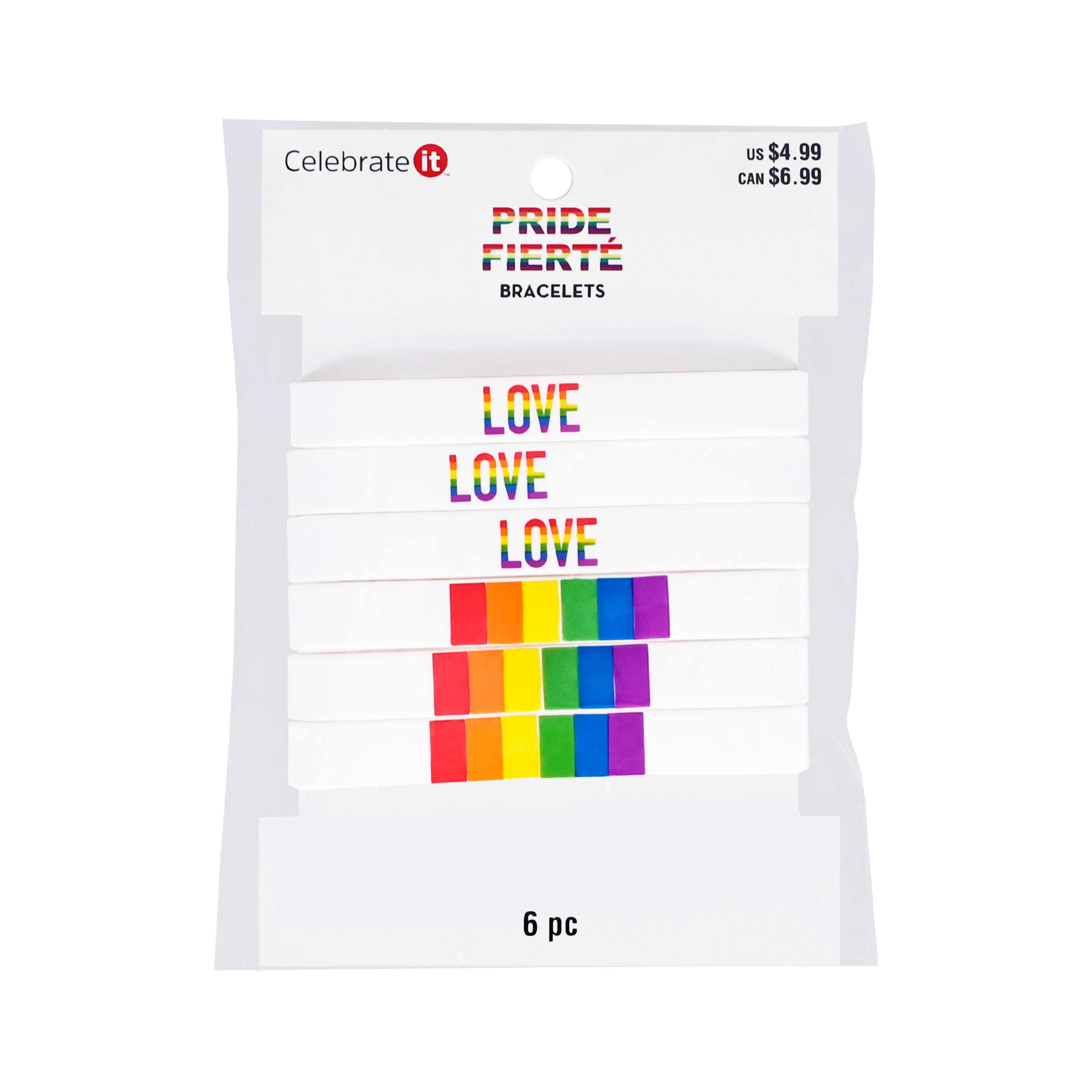Pride Rubber Bracelets, 6ct. by Celebrate It™