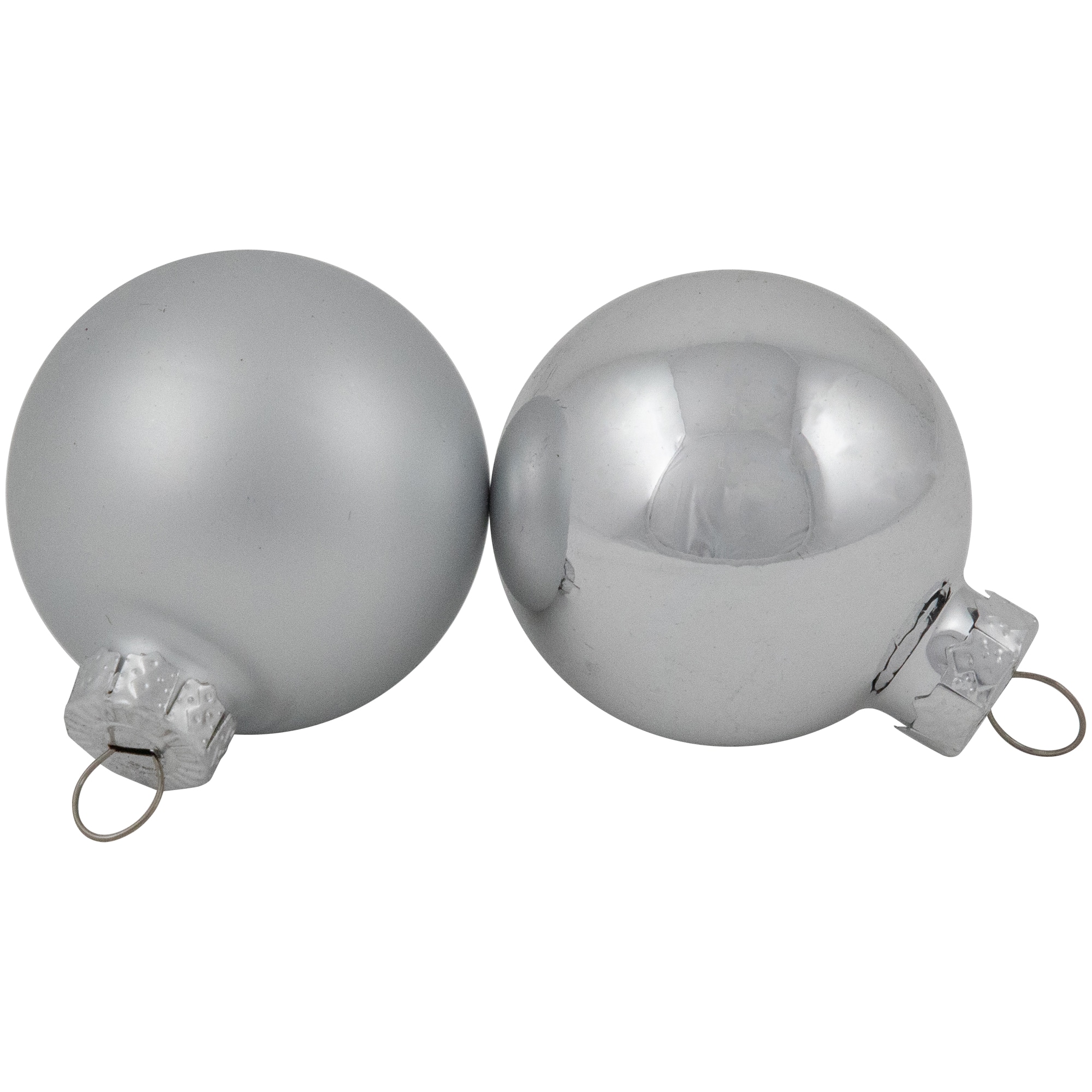 10ct. 1.75" Silver Shiny and Matte Glass Ball Christmas Ornaments