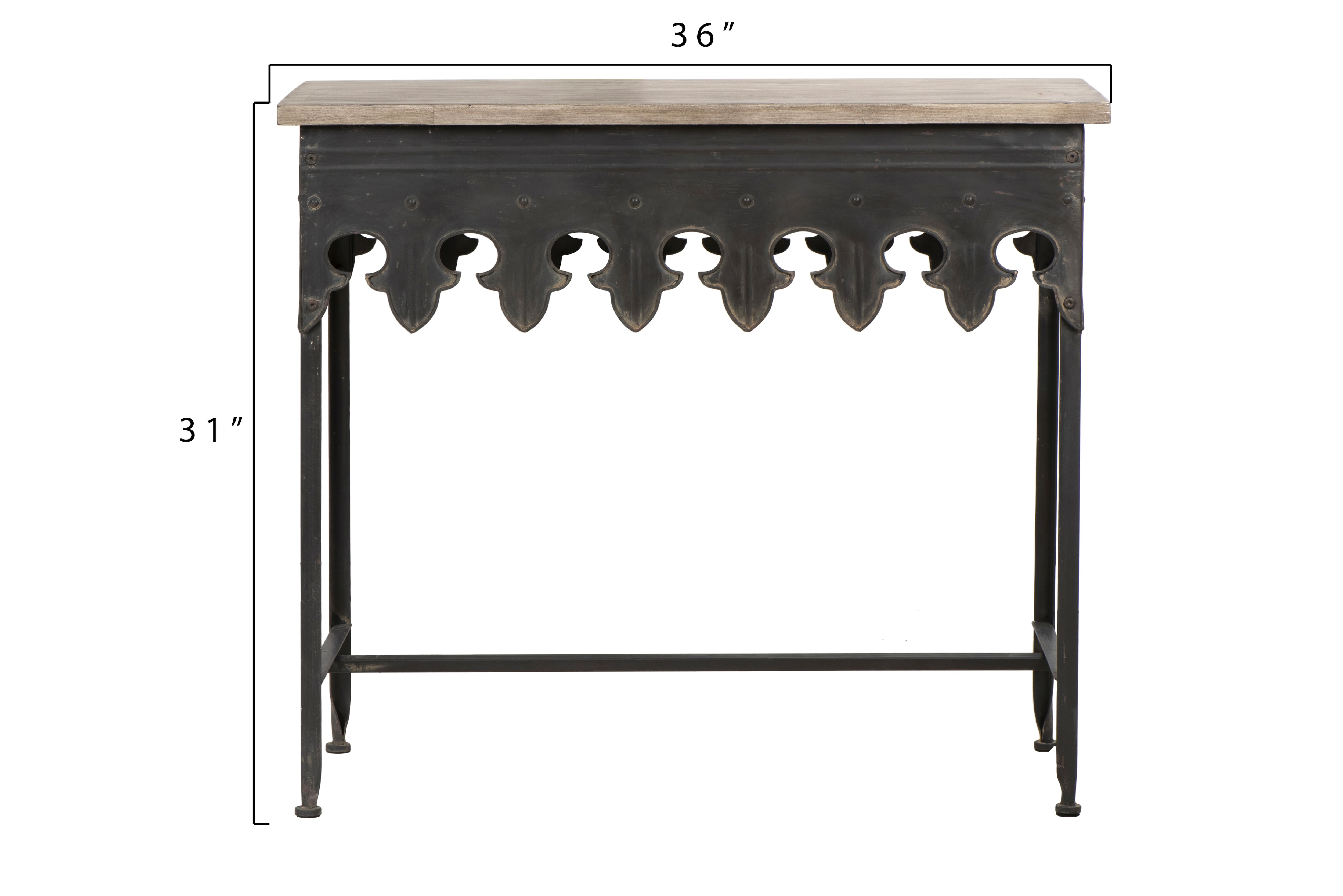 36&#x22; Rustic Farmhouse Metal Console Table with Solid Wood Top