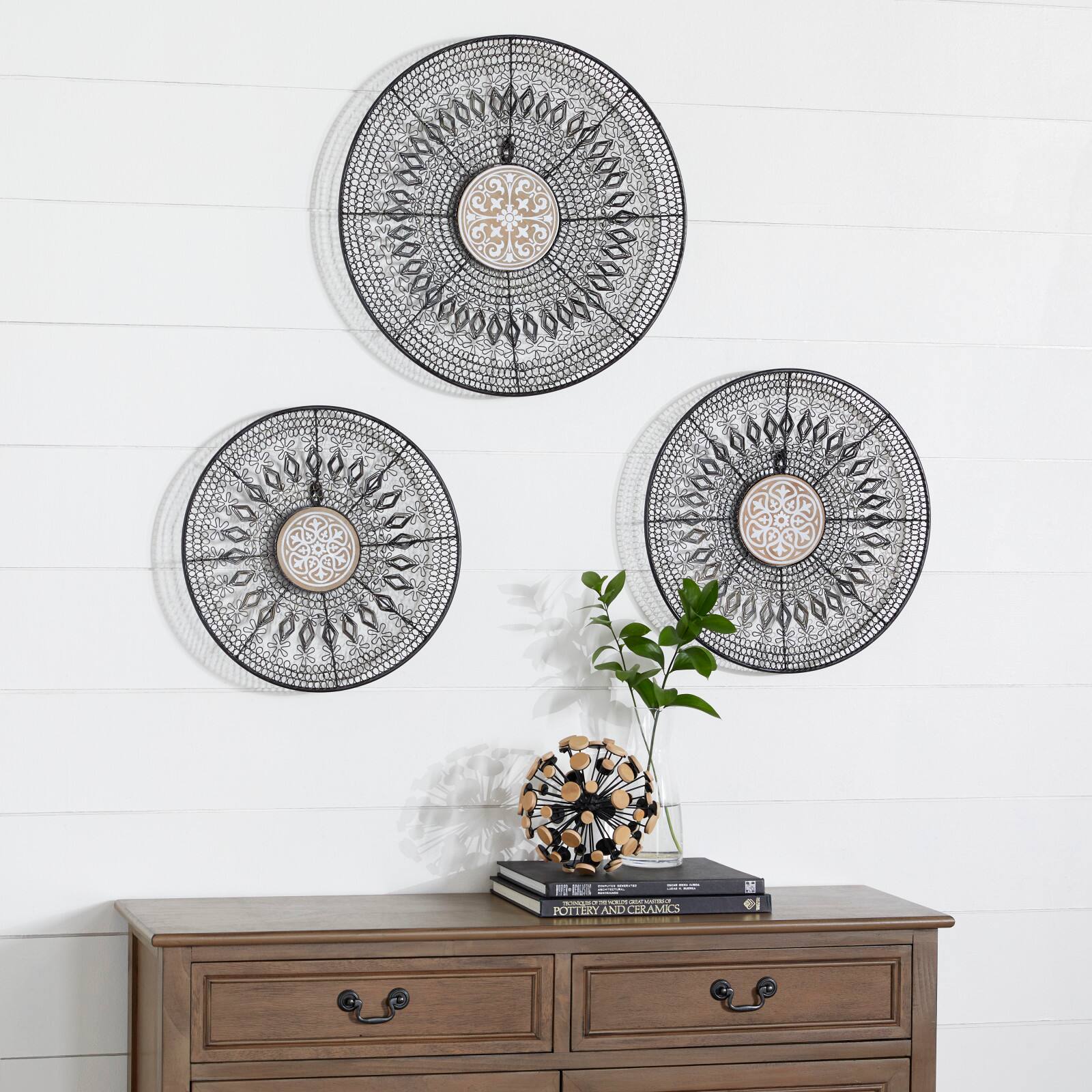 Black &#x26; Gold Eclectic Wall D&#xE9;cor Set 14&#x22;, 16&#x22; &#x26; 18&#x22;
