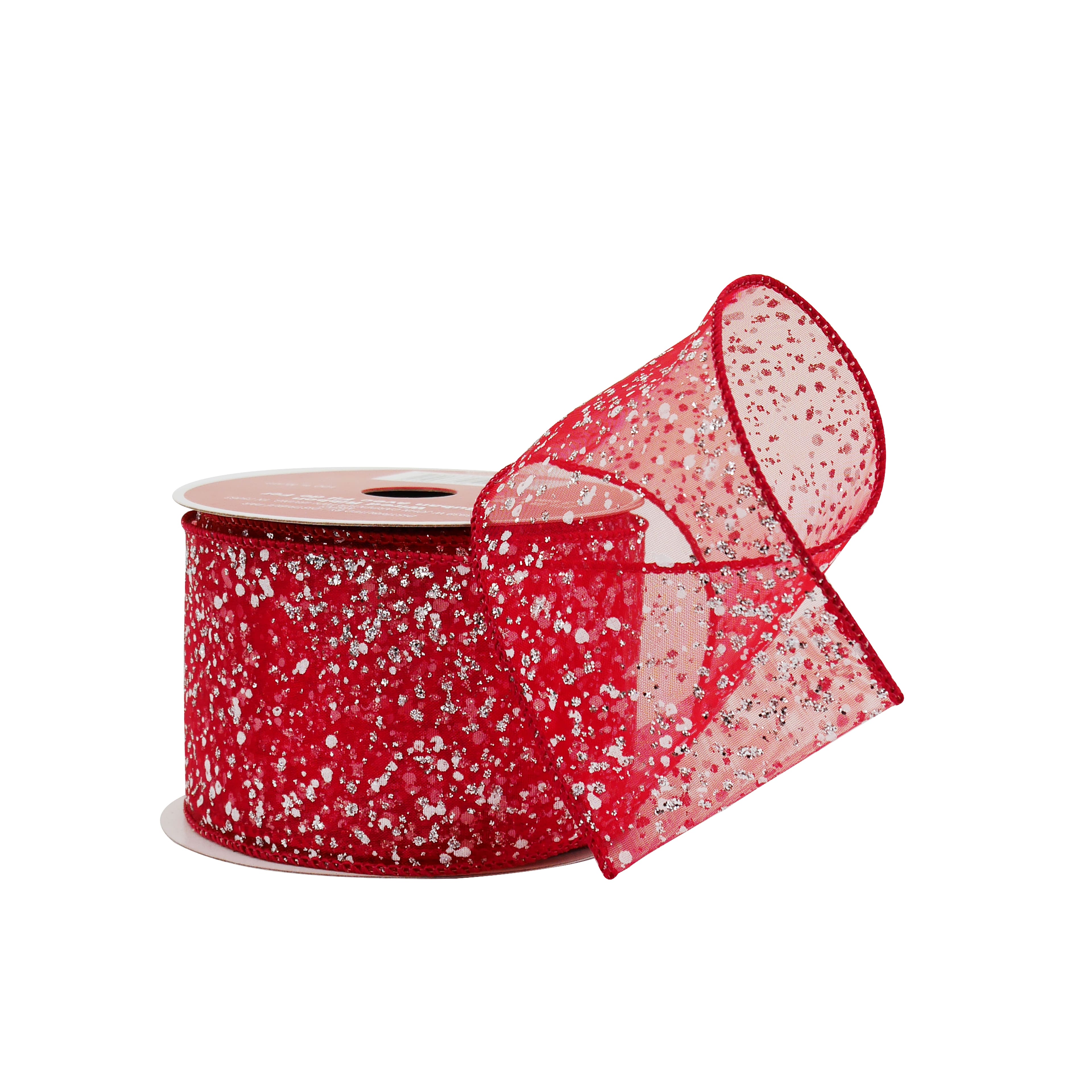 2.5&#x22; x 20ft. Red Sugar Wired Sheer Ribbon by Celebrate It&#xAE;