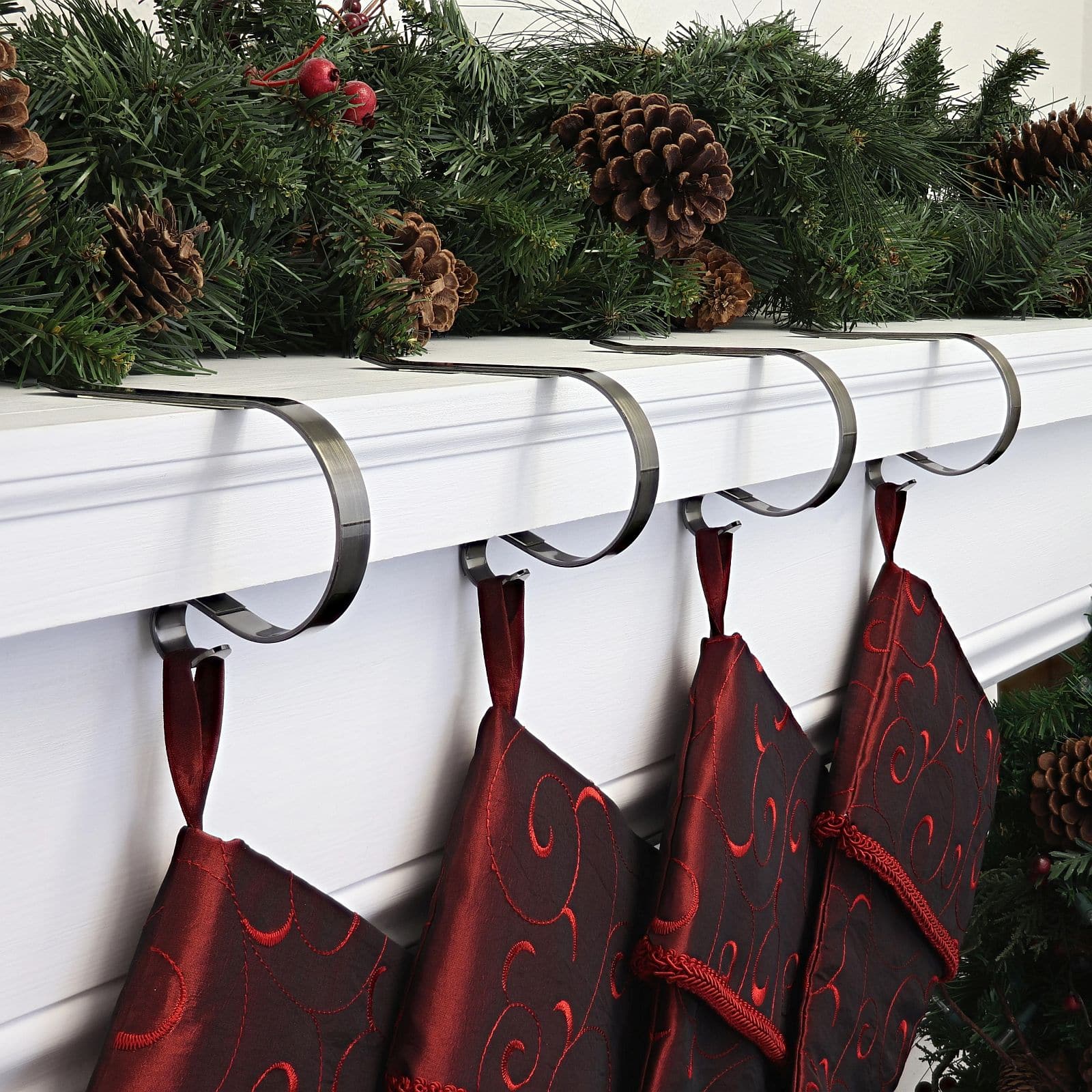 Original MantleClip® Antique Brass Stocking Holders, 4ct.