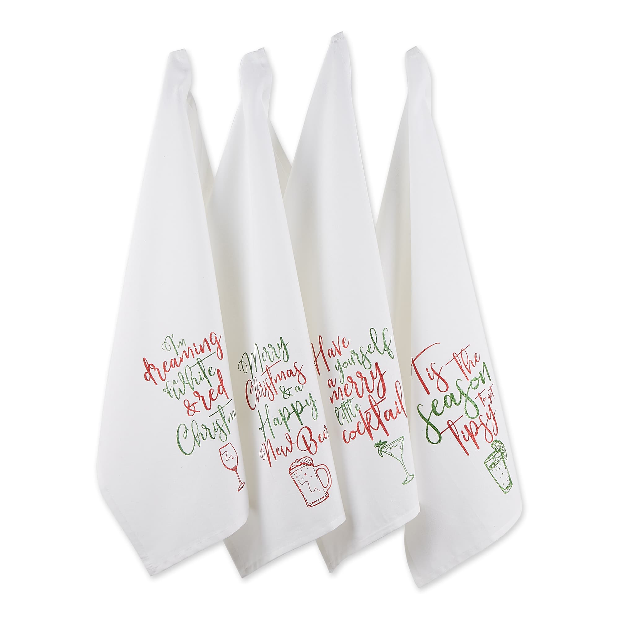 DII&#xAE; Assorted Tipsy Glitzy Christmas Dishtowel Set