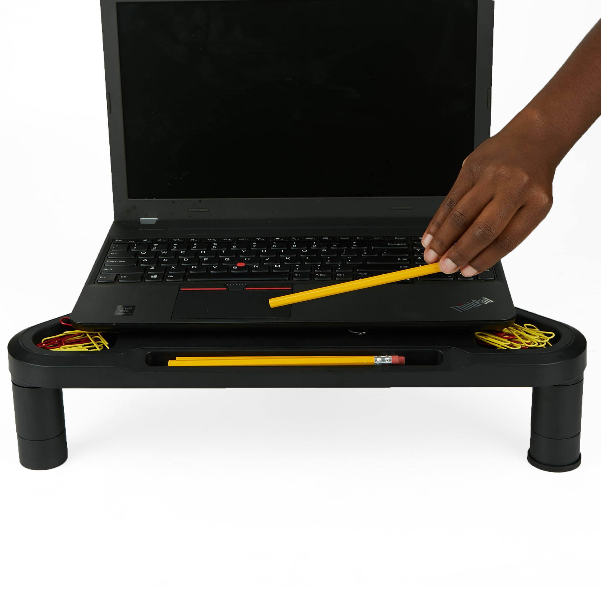 Mind Reader Black Monitor Plastic Stand Riser Set