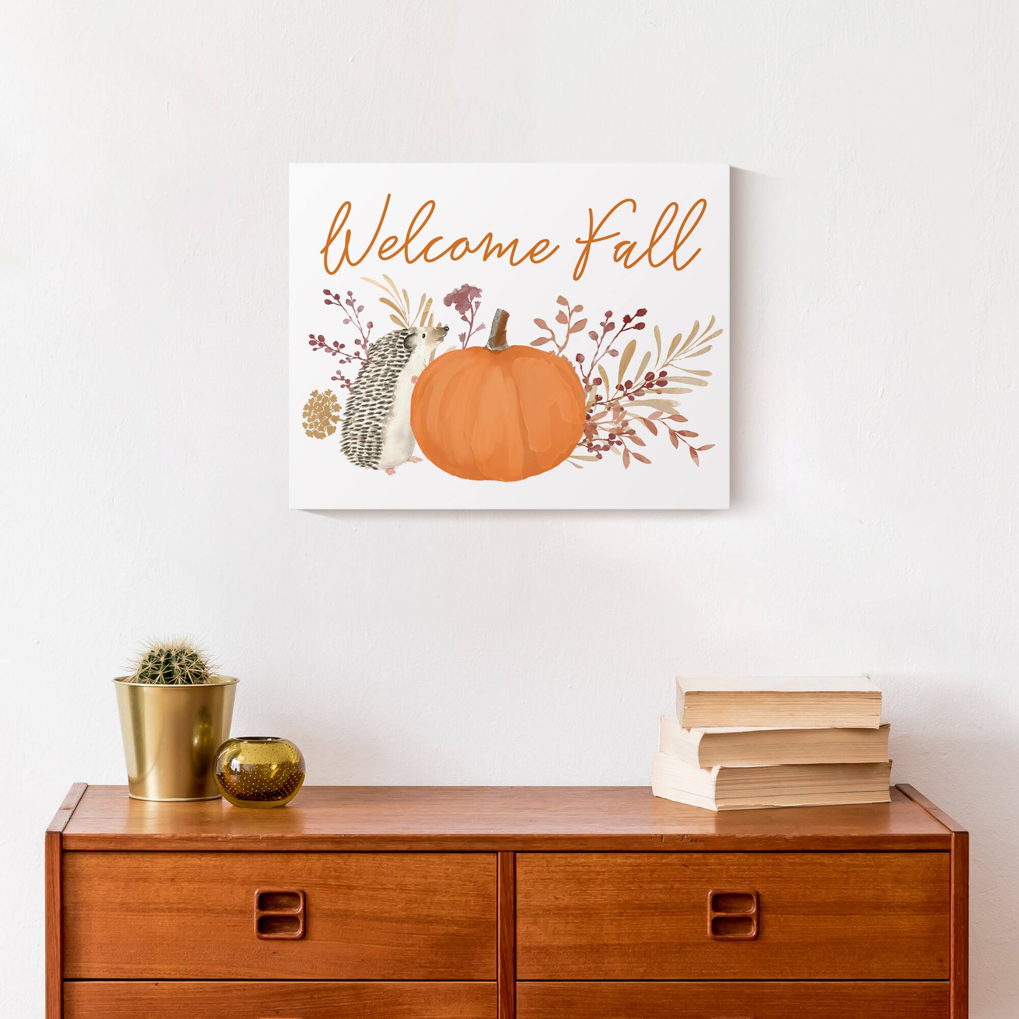 Welcome Fall Hedgehog Canvas Wall Art