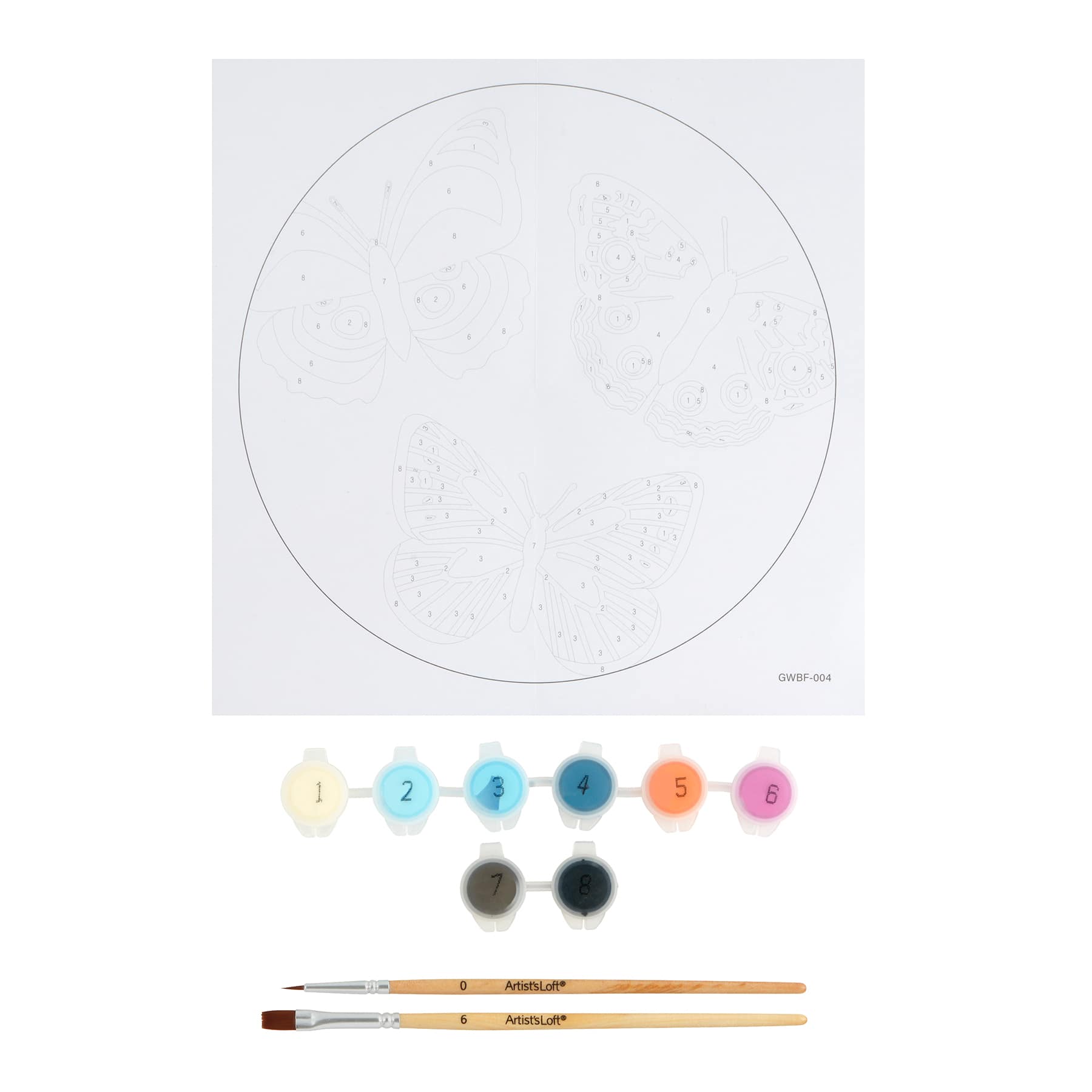 Butterflies Paint-by-Number Round Plywood Surface Kit by Artist&#x27;s Loft&#xAE;