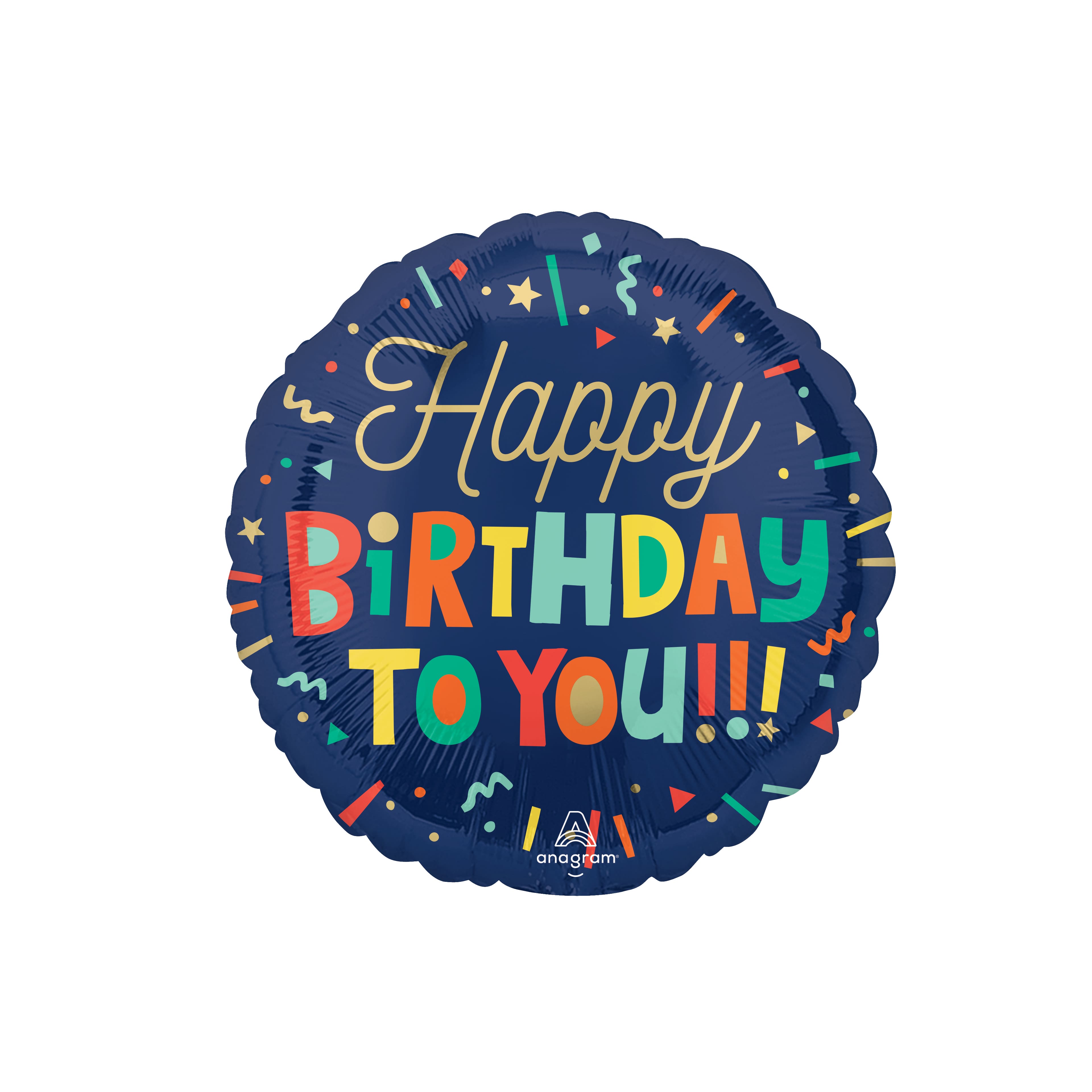 17" Bright Birthday Blocks Foil Balloon