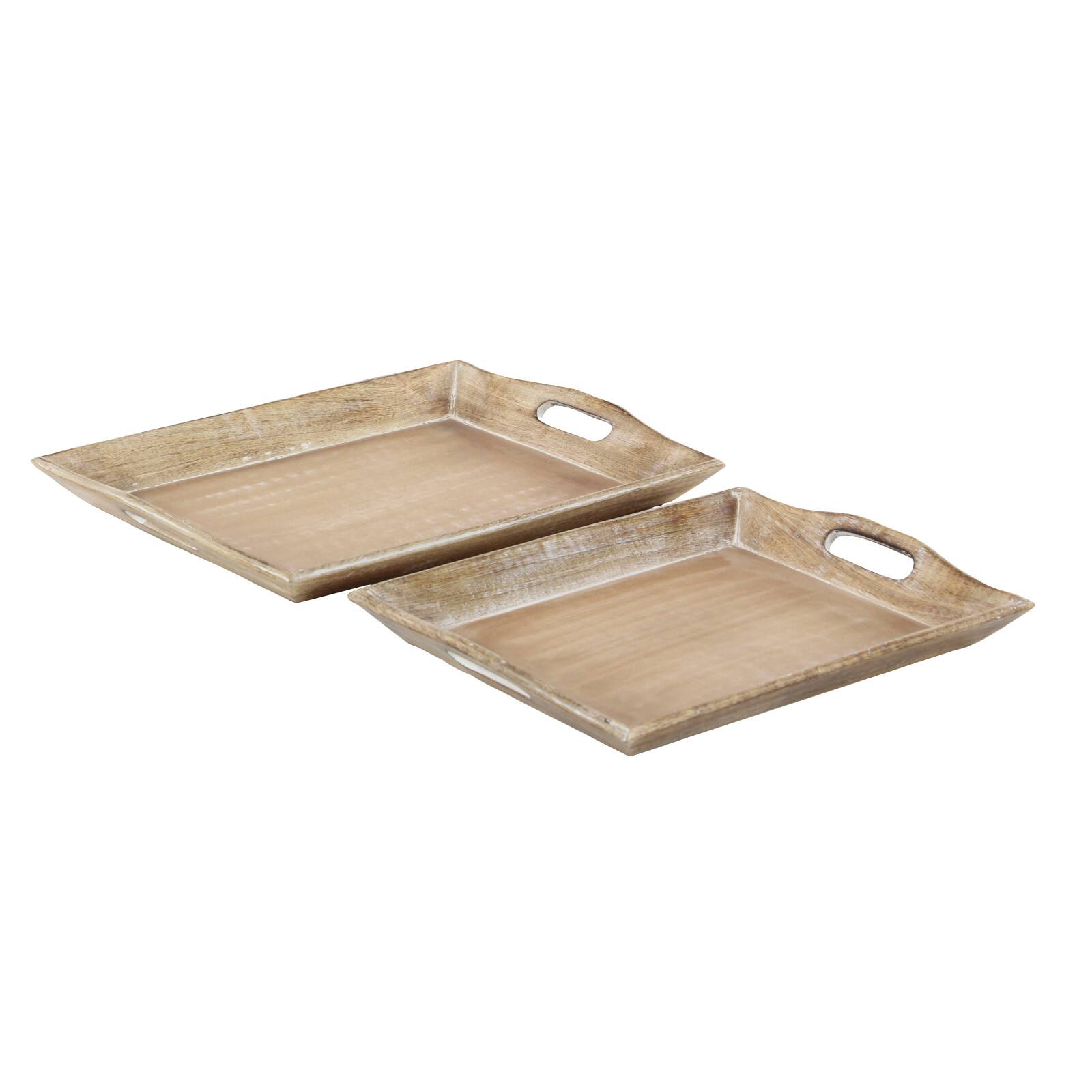 Brown Mango Wood Traditional Tray Set