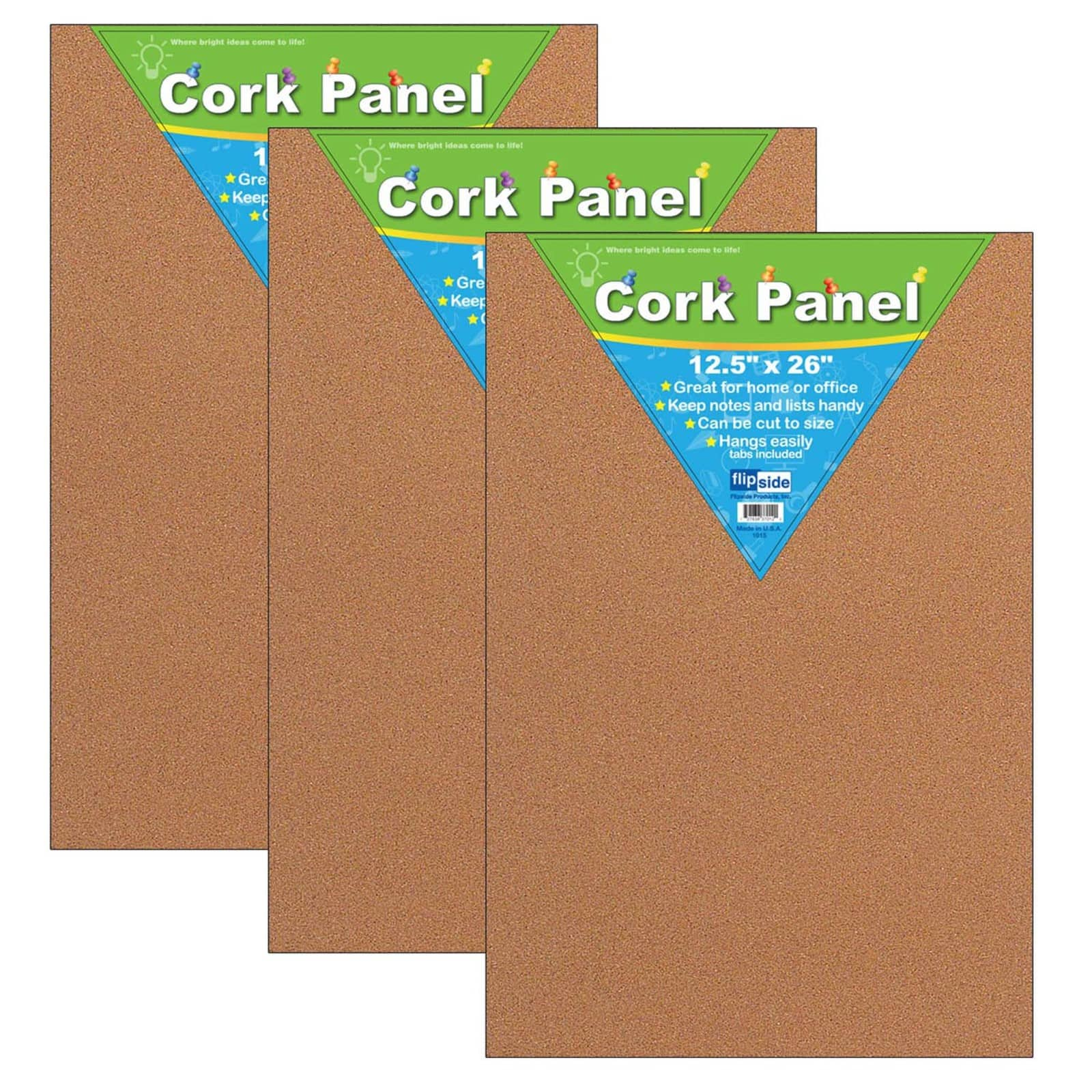 Flipside Products 12.5&#x22; x 26&#x22; Cork Panels, 3ct.