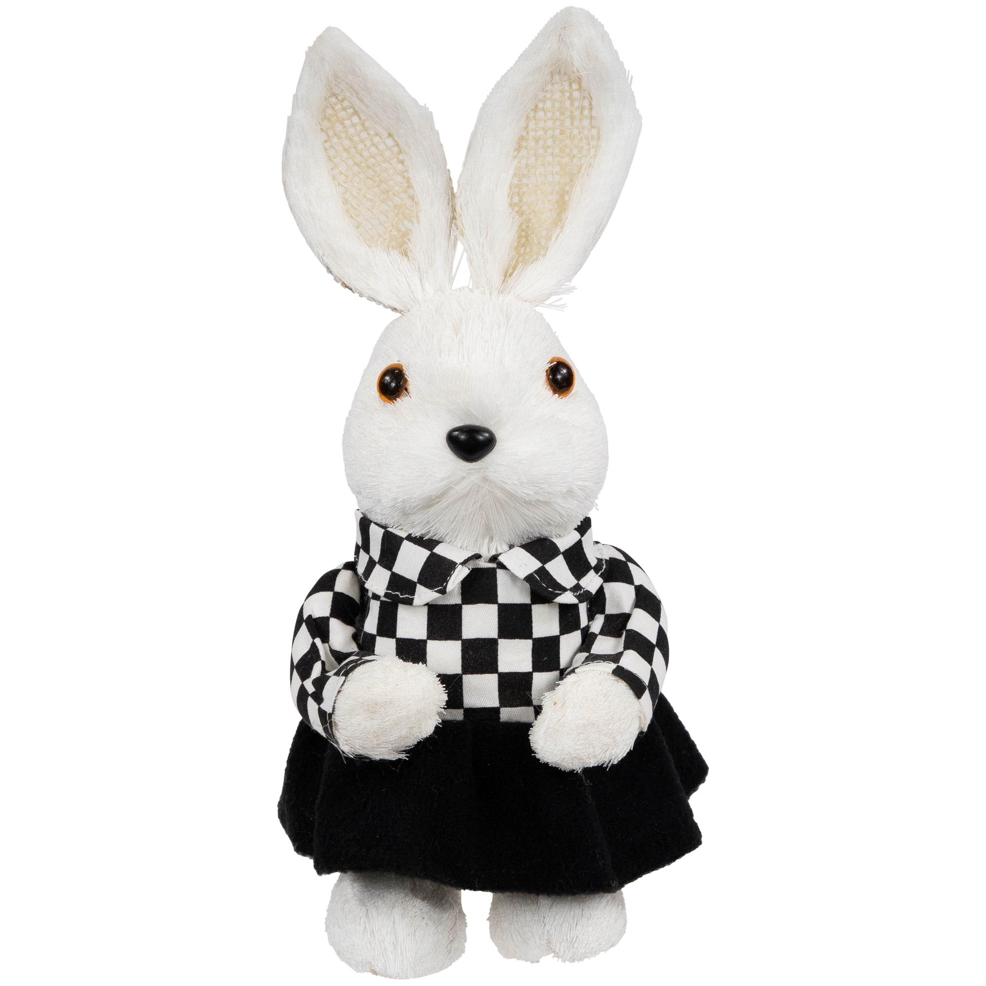 10" Girl Easter Rabbit Figurine in Checkered Dress