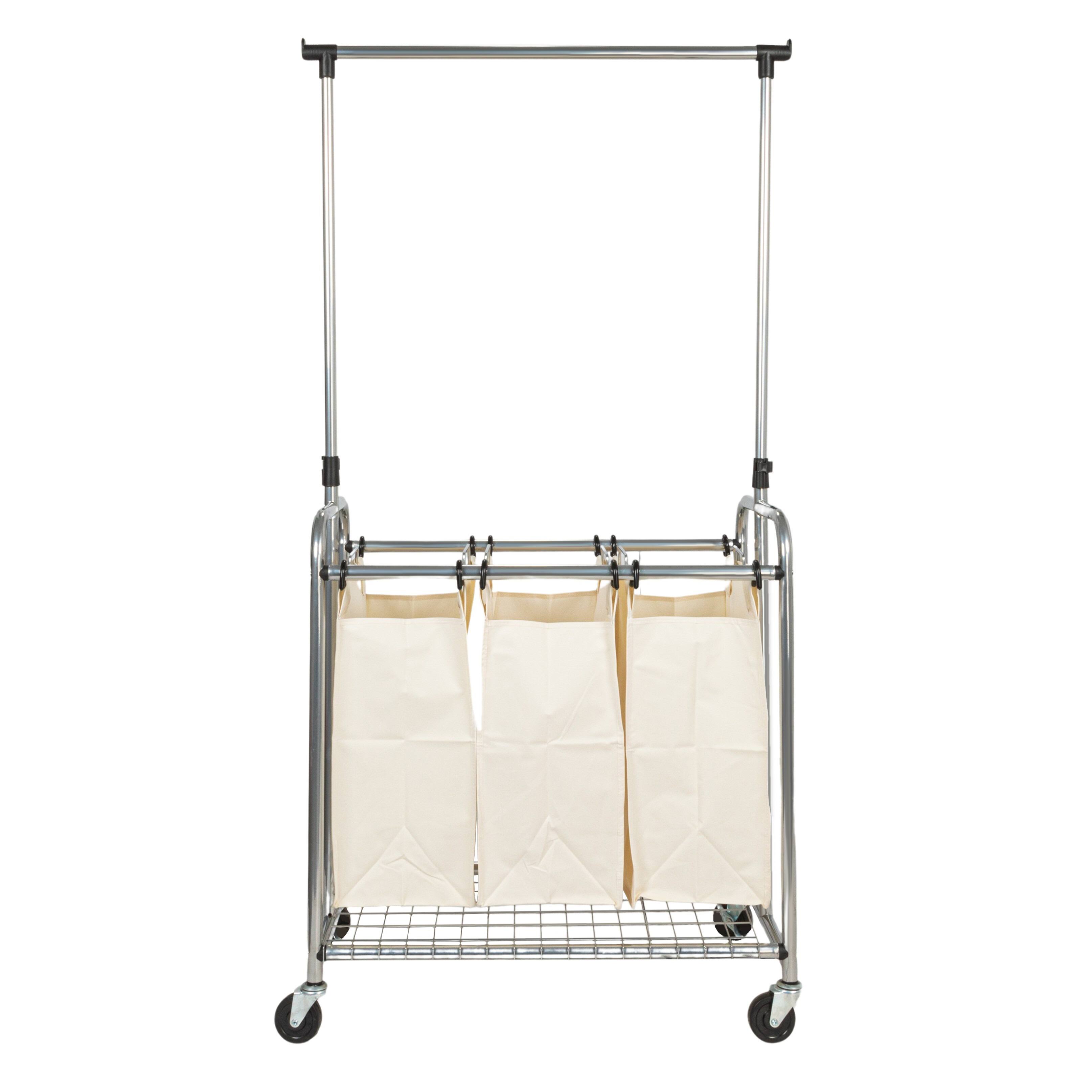 Household Essentials 3-Bag Laundry Sorter with Clothes Rack