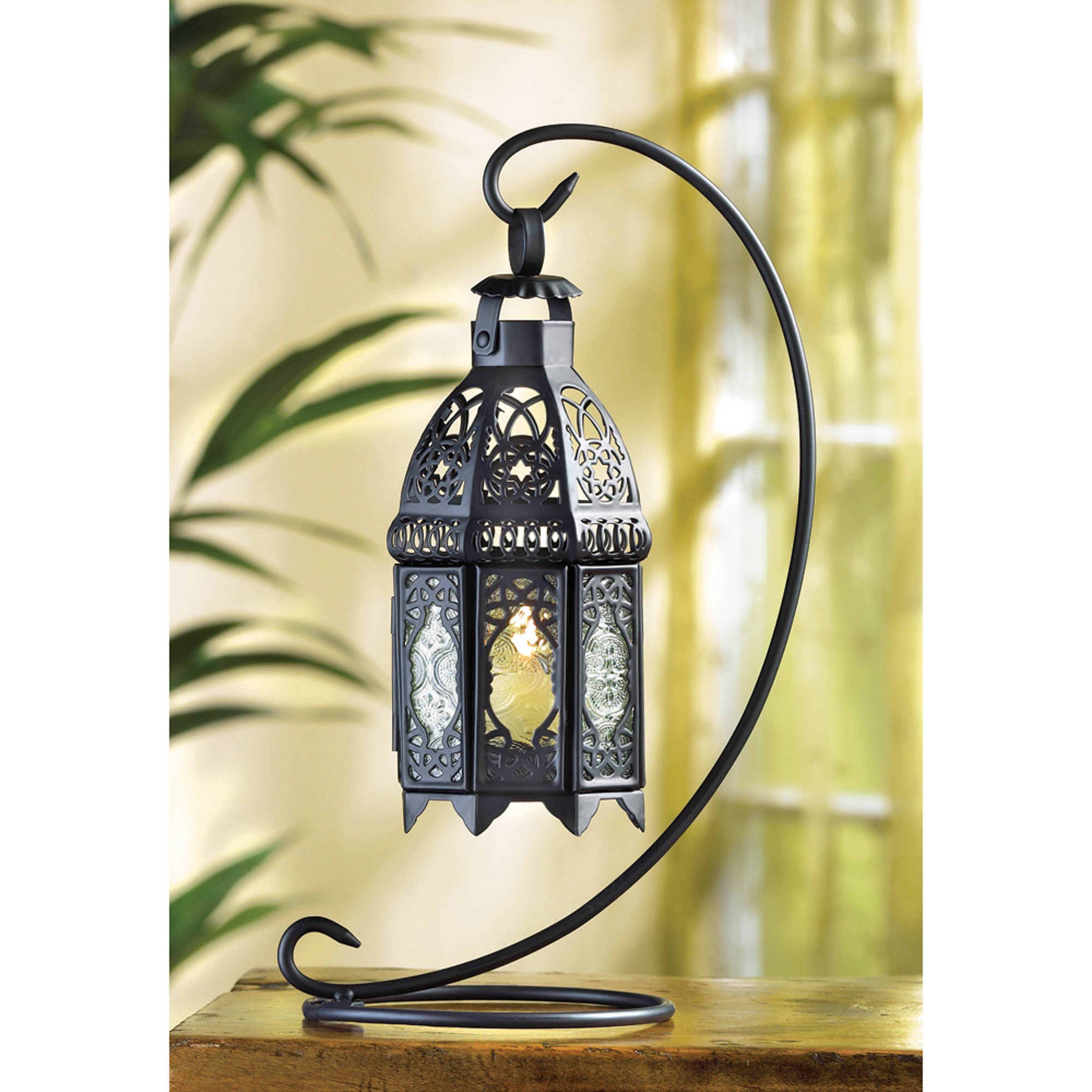 Gifts & Decor Moroccan Tabletop Lantern Ornate Metal Candle Holder 