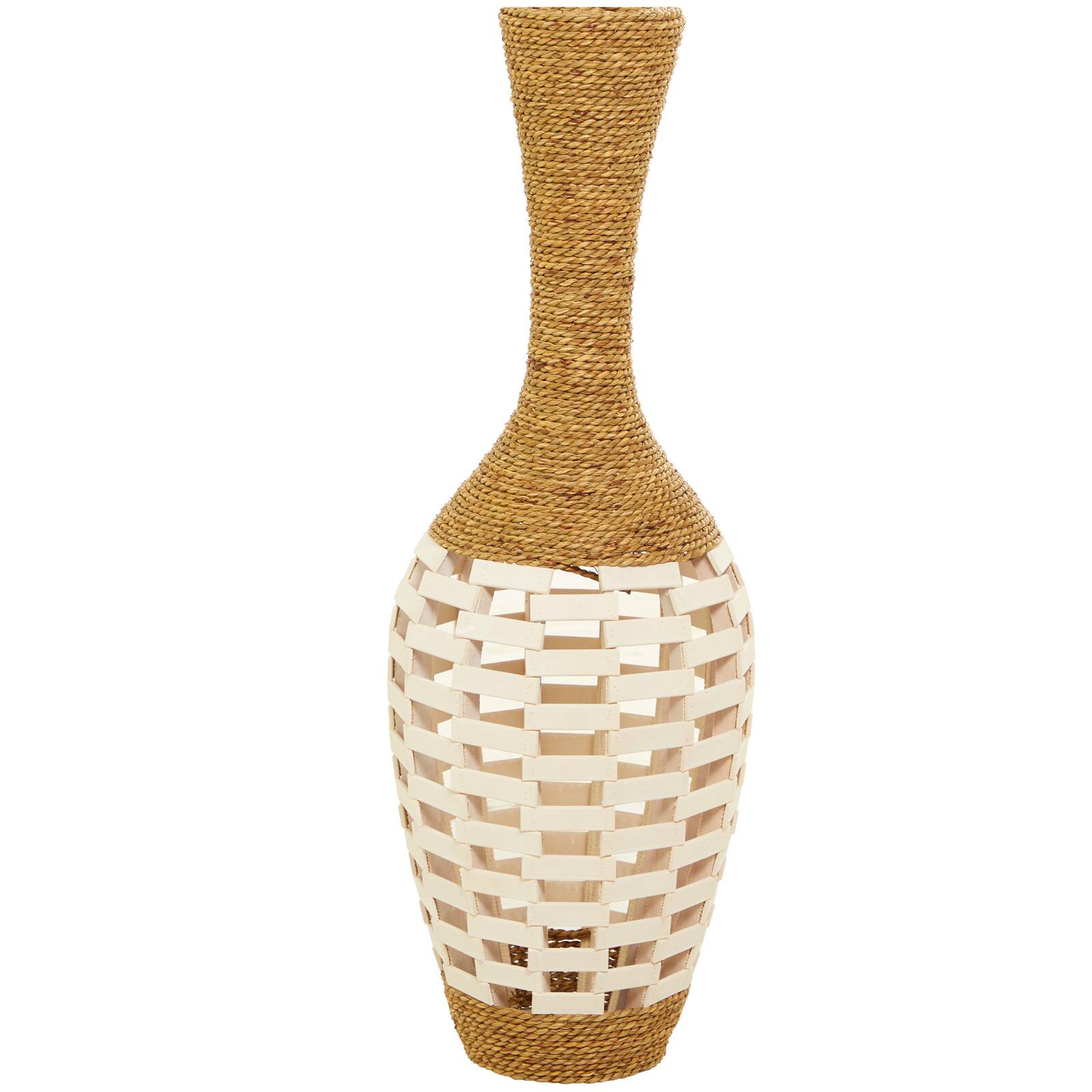 White Seagrass Handmade Tall Woven Floor Vase 11" x 11" x 32"