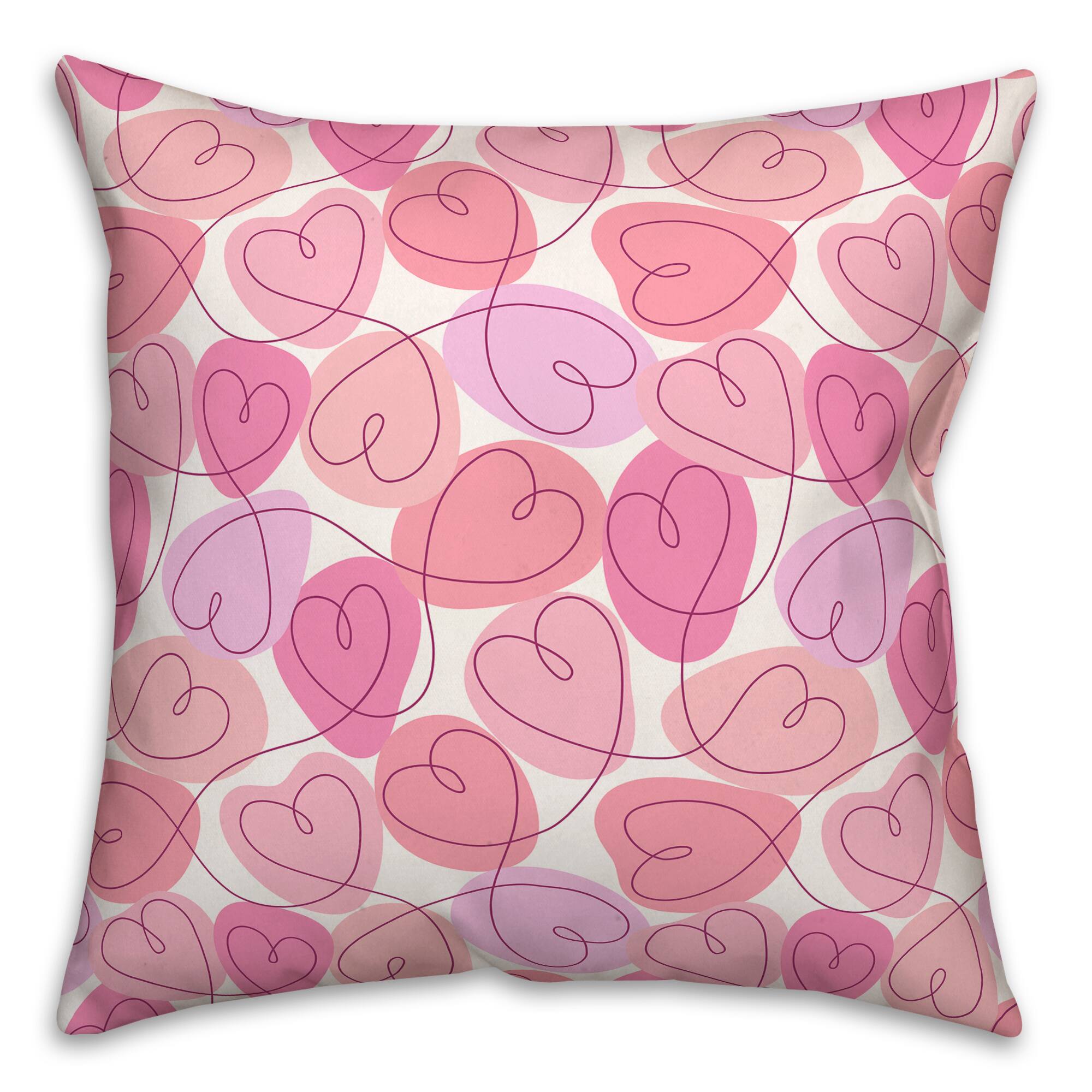 Pink Interconnected Valentine's Day Heart Throw Pillow