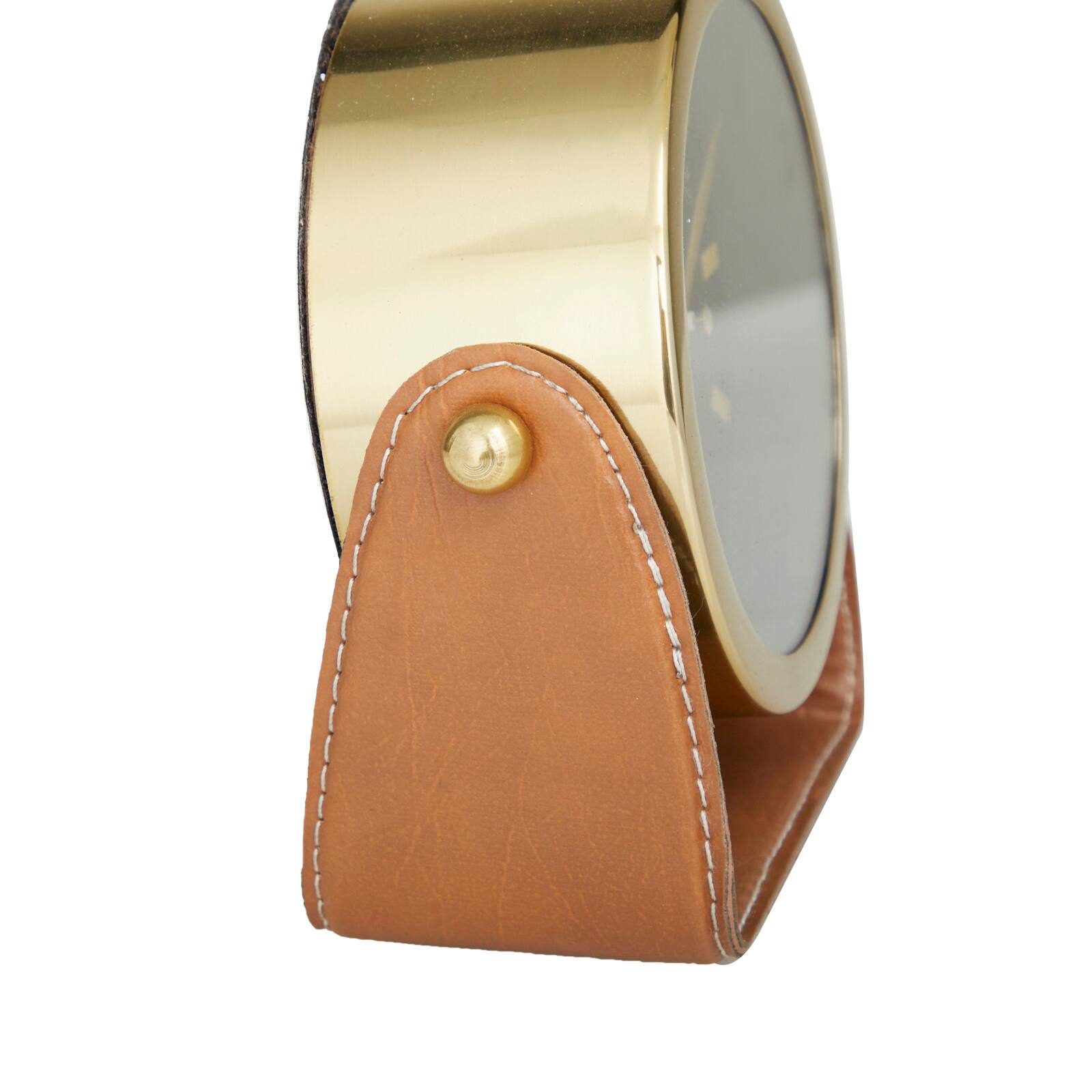 Stainless Steel Clock with Leather Stand