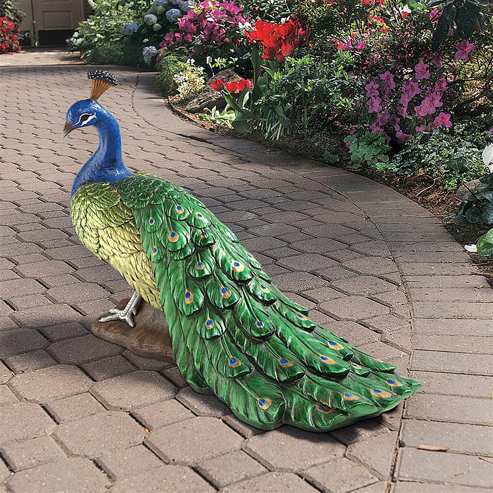 Design Toscano 21&#x22; The Regal Peacock Garden Sculpture