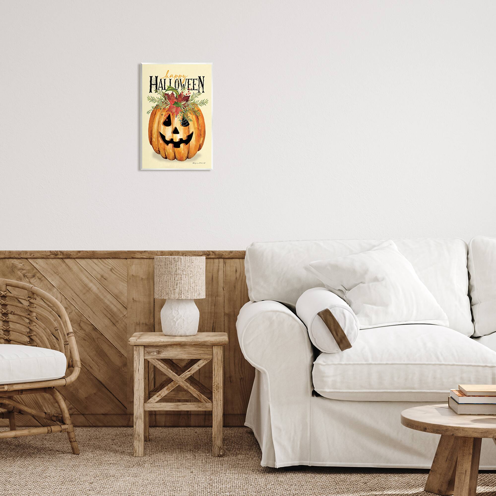 Stupell Industries Happy Halloween Jack-o-Lantern Wall Plaque Art