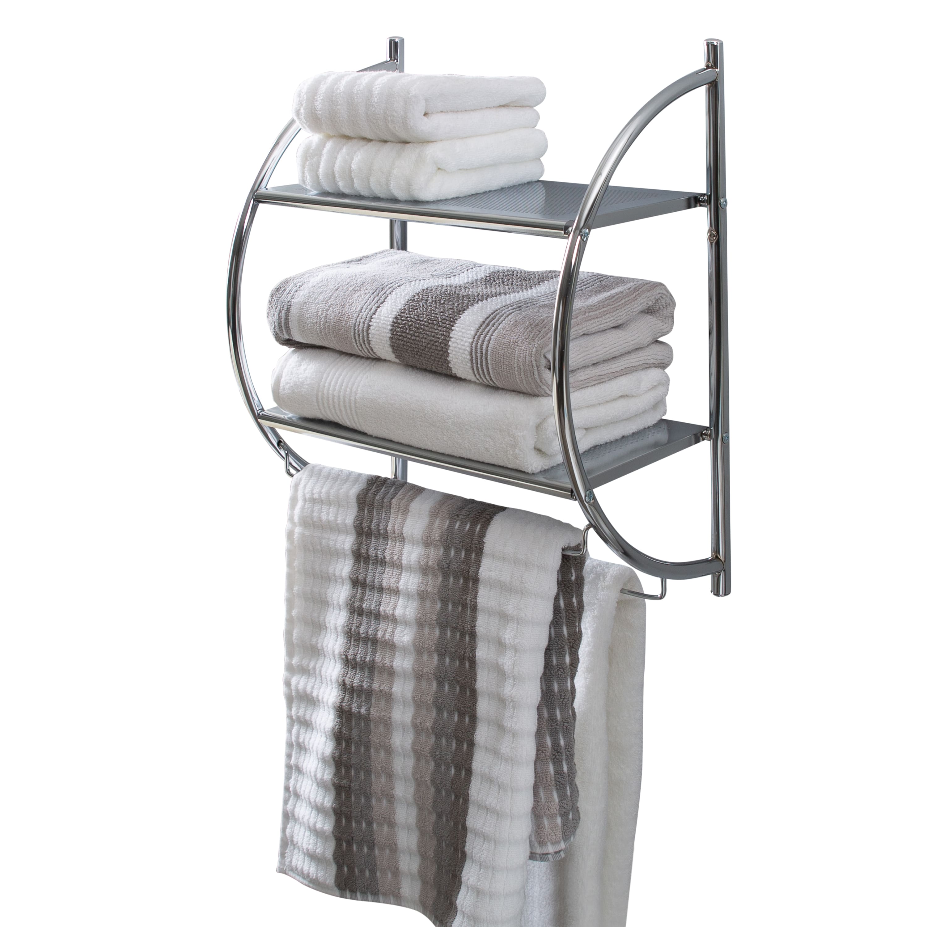 Organize It All 2-Tier Wall Mounted Shelf &#x26; Towel Bars