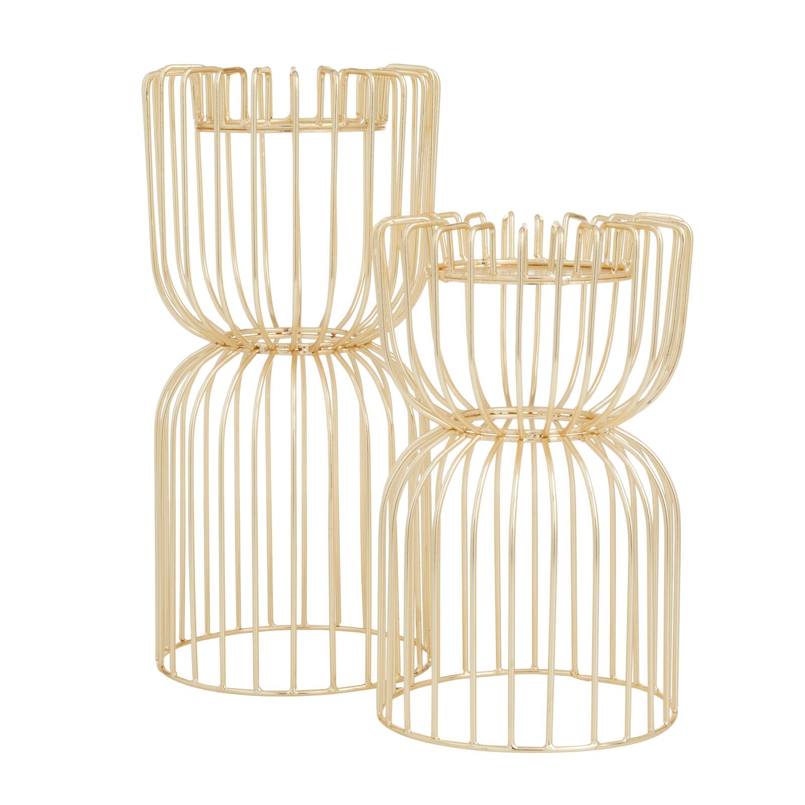 CosmoLiving by Cosmopolitan Gold Iron Glam Candle Holder, 13" x 10"