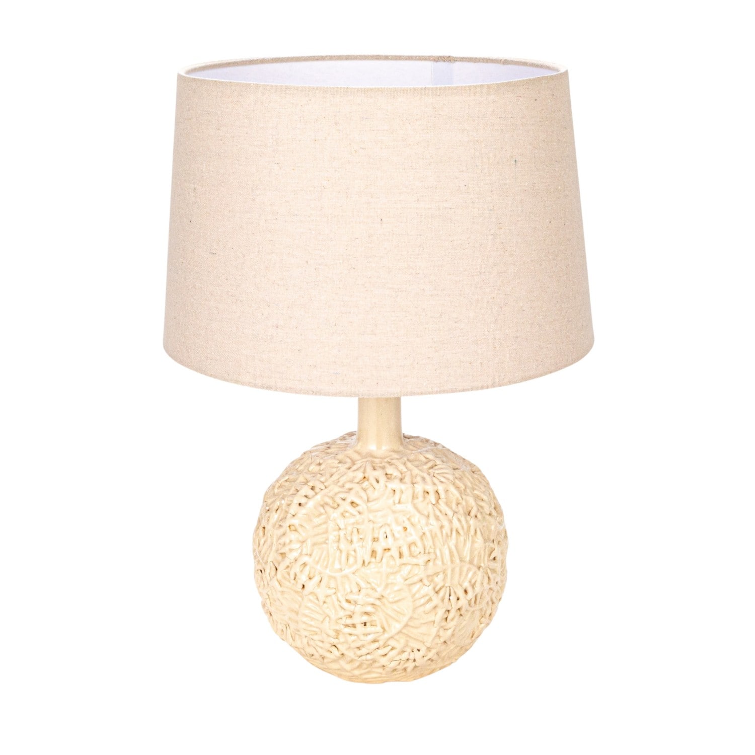 Hello Honey® 23" Cream Handmade Textured Stoneware Table Lamp with Fabric Shade