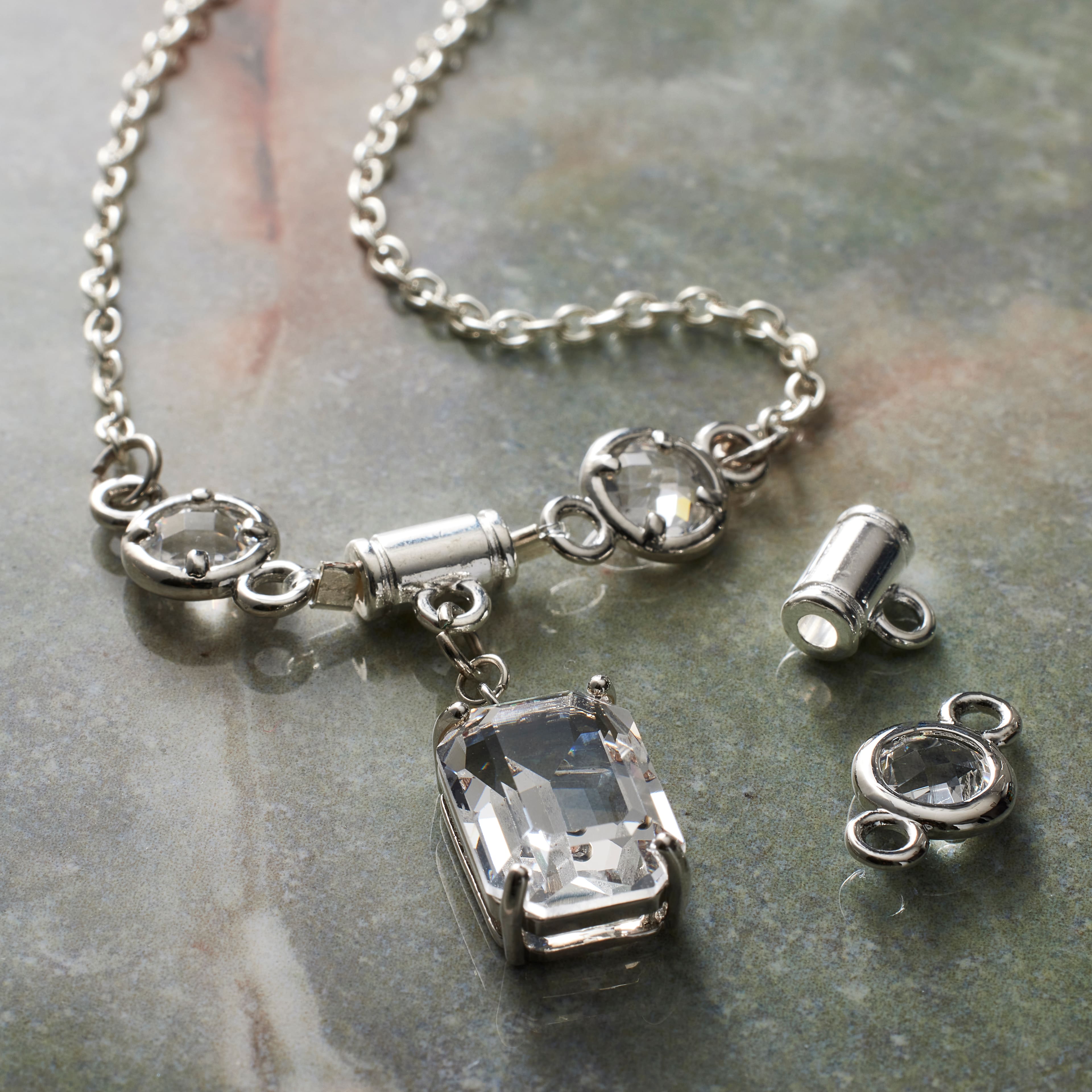 14mm Rhodium Circle Connectors, 3ct. by Bead Landing™